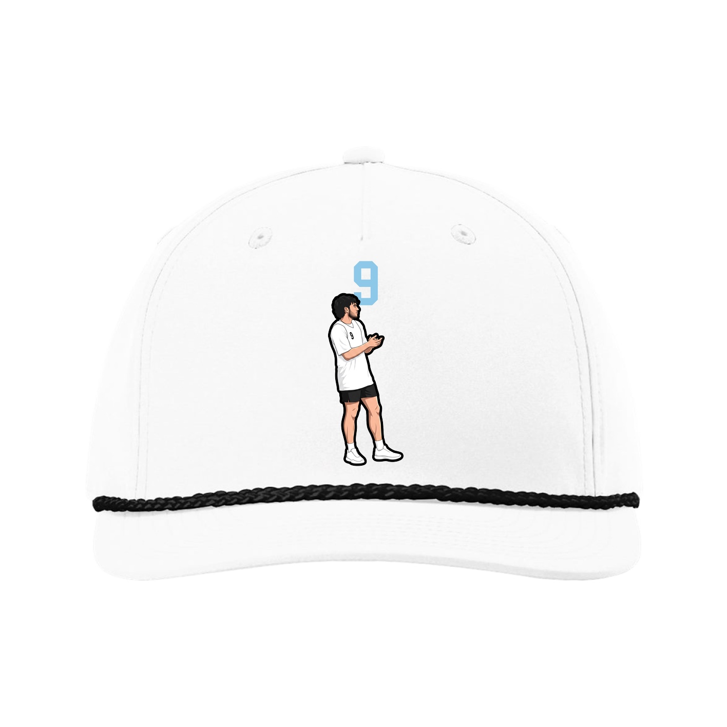 Five-Panel Classic Rope Cap — Number Top in White