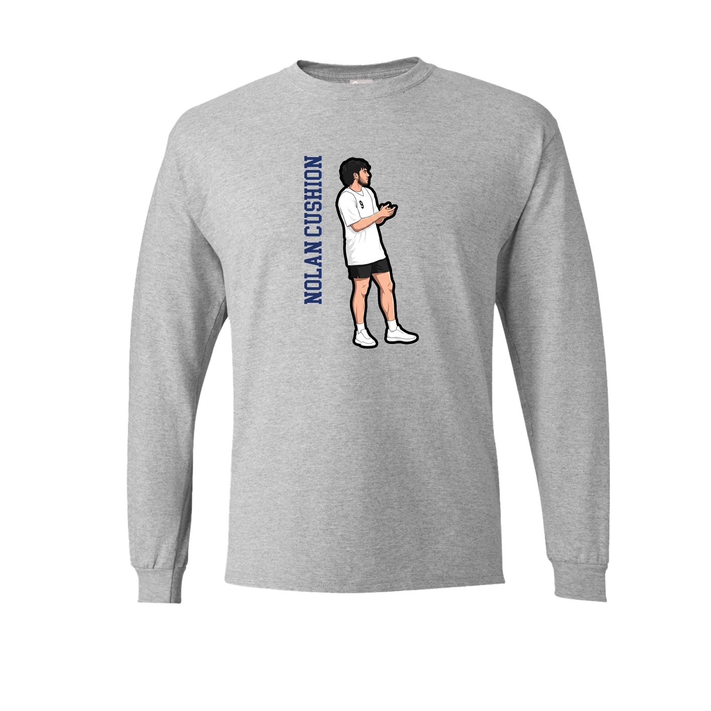 Long Sleeve Tee — Name Vertical in Grey