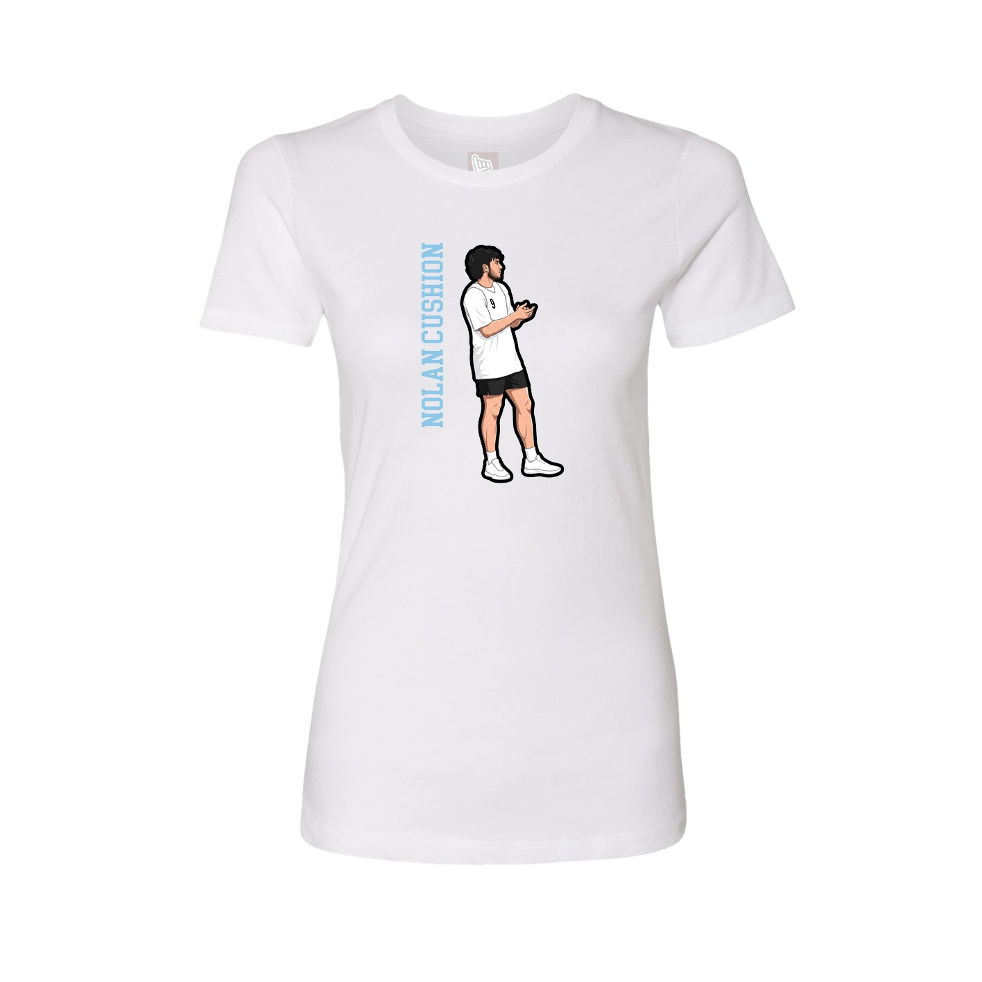 Fitted Women's Tee — Name Vertical in White