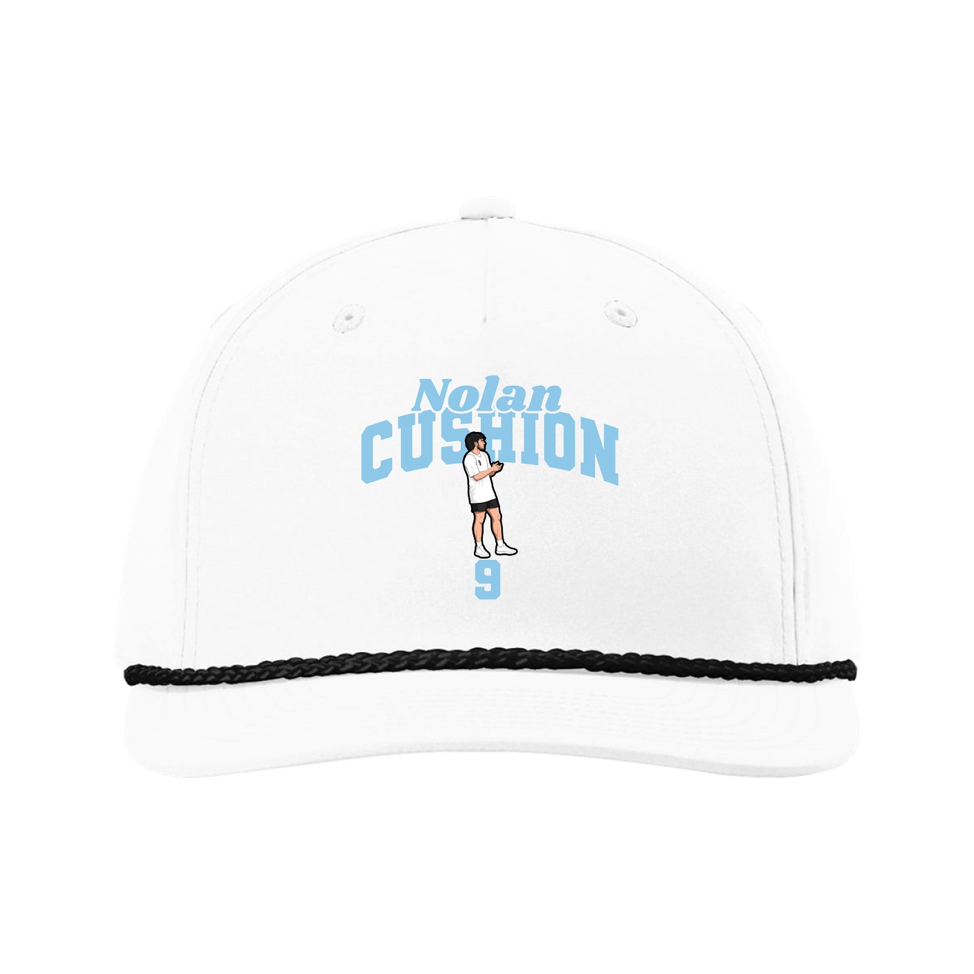 Five-Panel Classic Rope Cap — Signature Arch in White