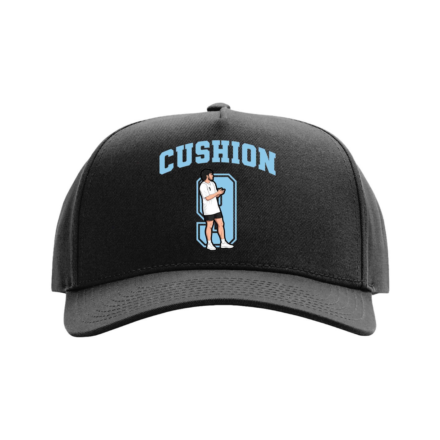 Full Fabric Five-Panel Champ Cap — Number in Black