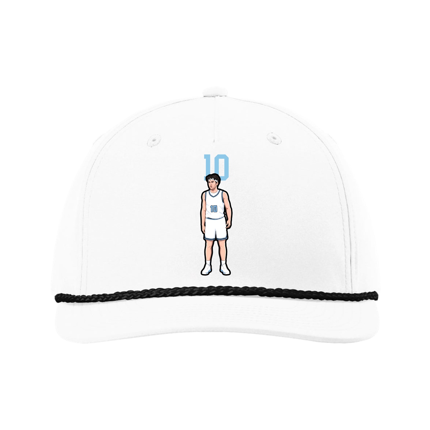 Five-Panel Classic Rope Cap — Number Top in White