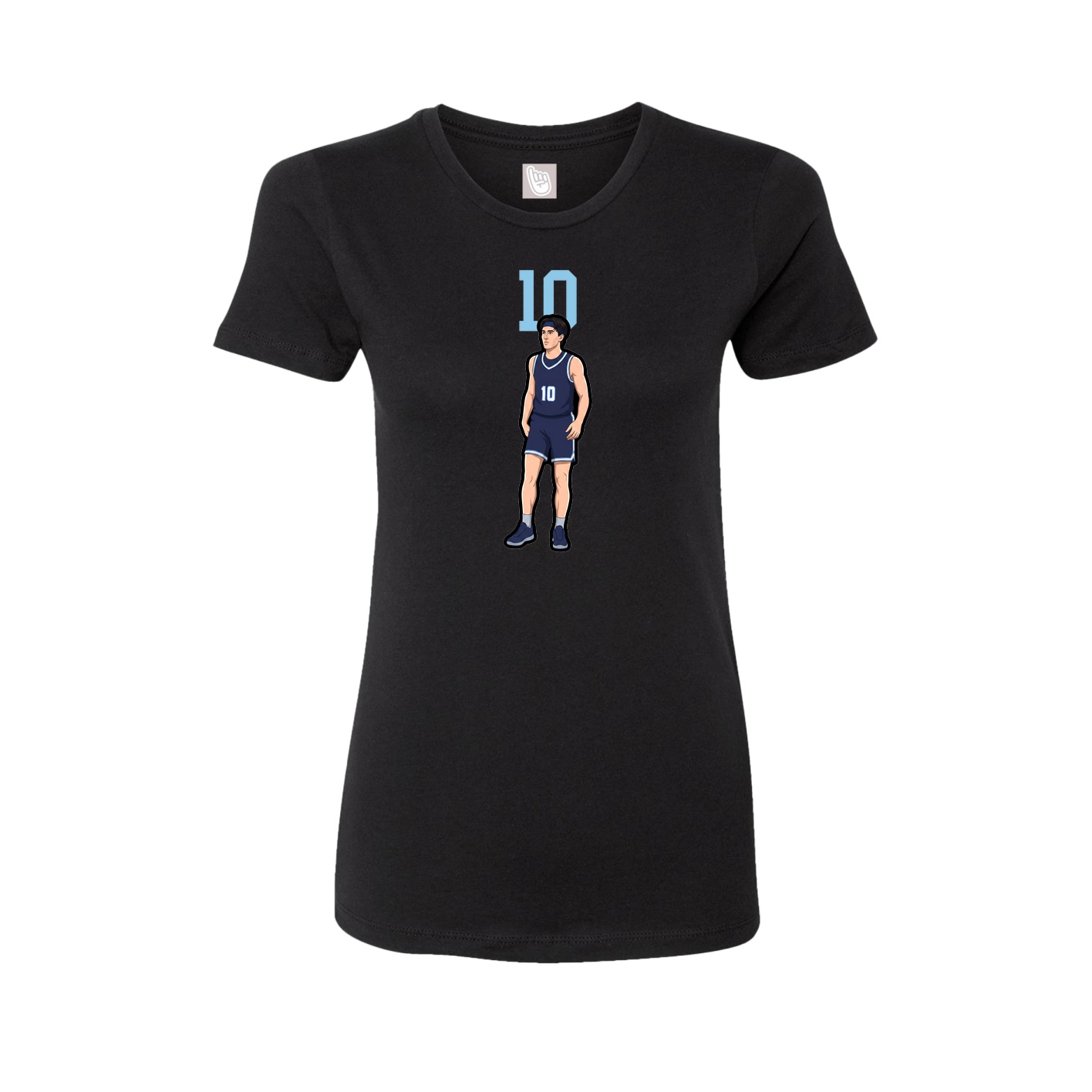 Fitted Women's Tee — Number Top in Black