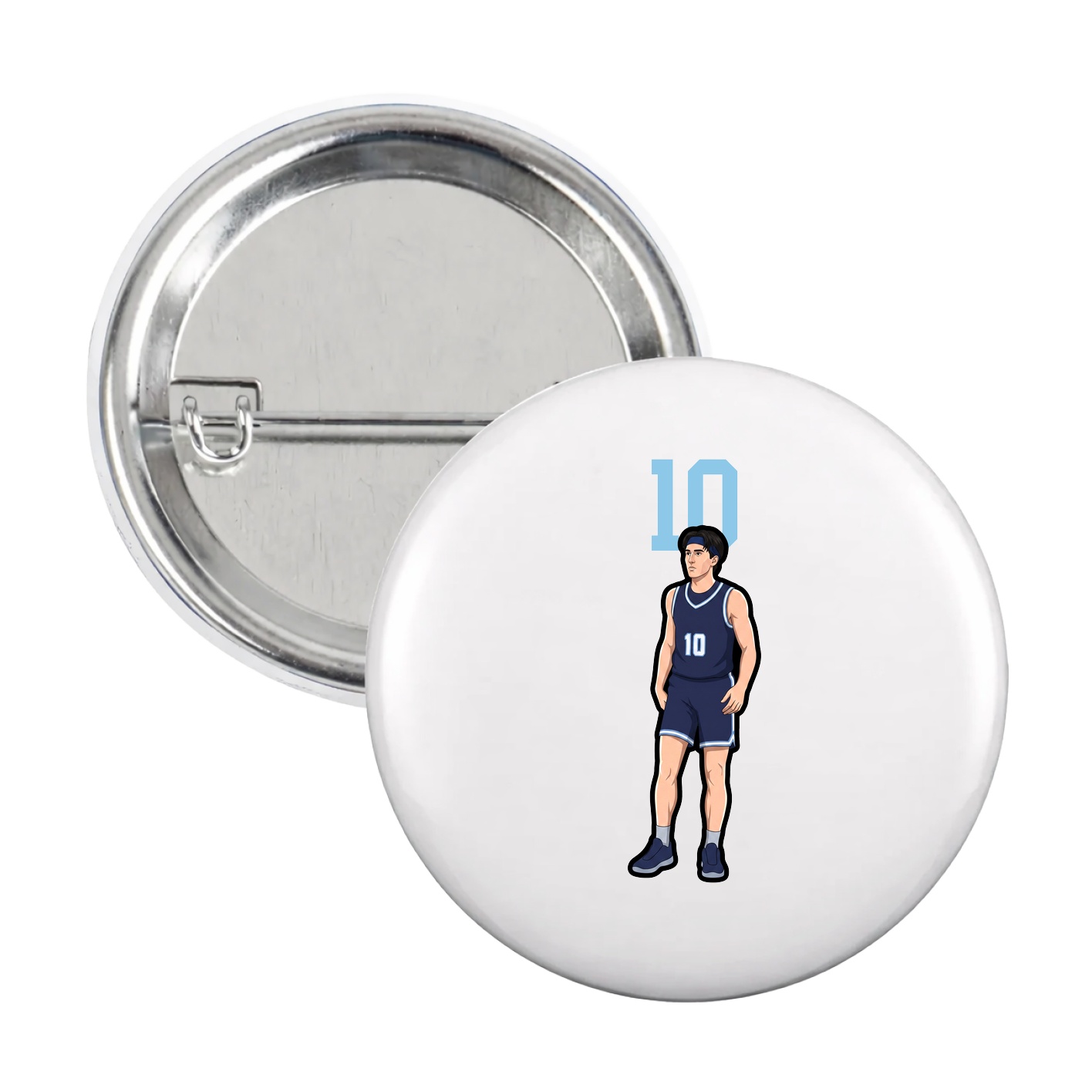 Game Day Button — Number Top in White