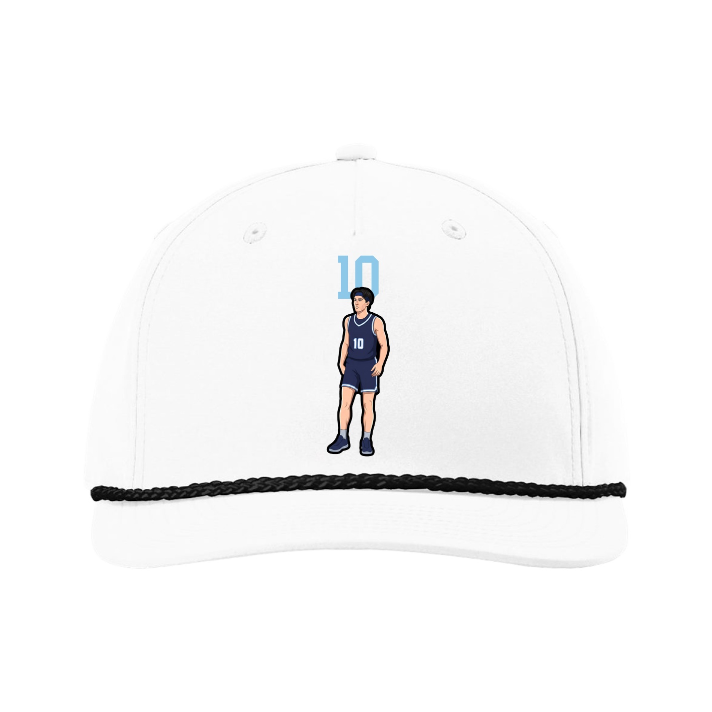 Five-Panel Classic Rope Cap — Number Top in White