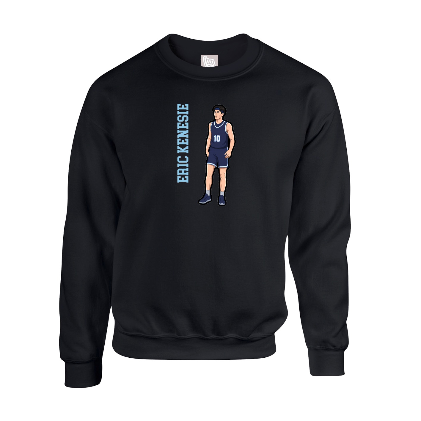 Fleece Crew — Name Vertical in Black