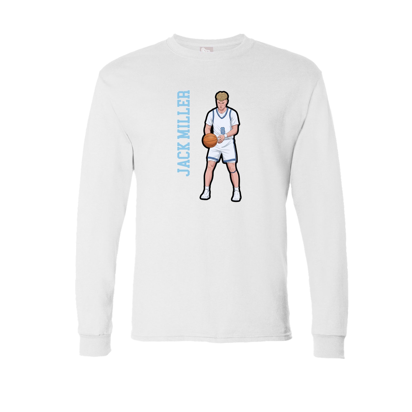 Long Sleeve Tee — Name Vertical in White