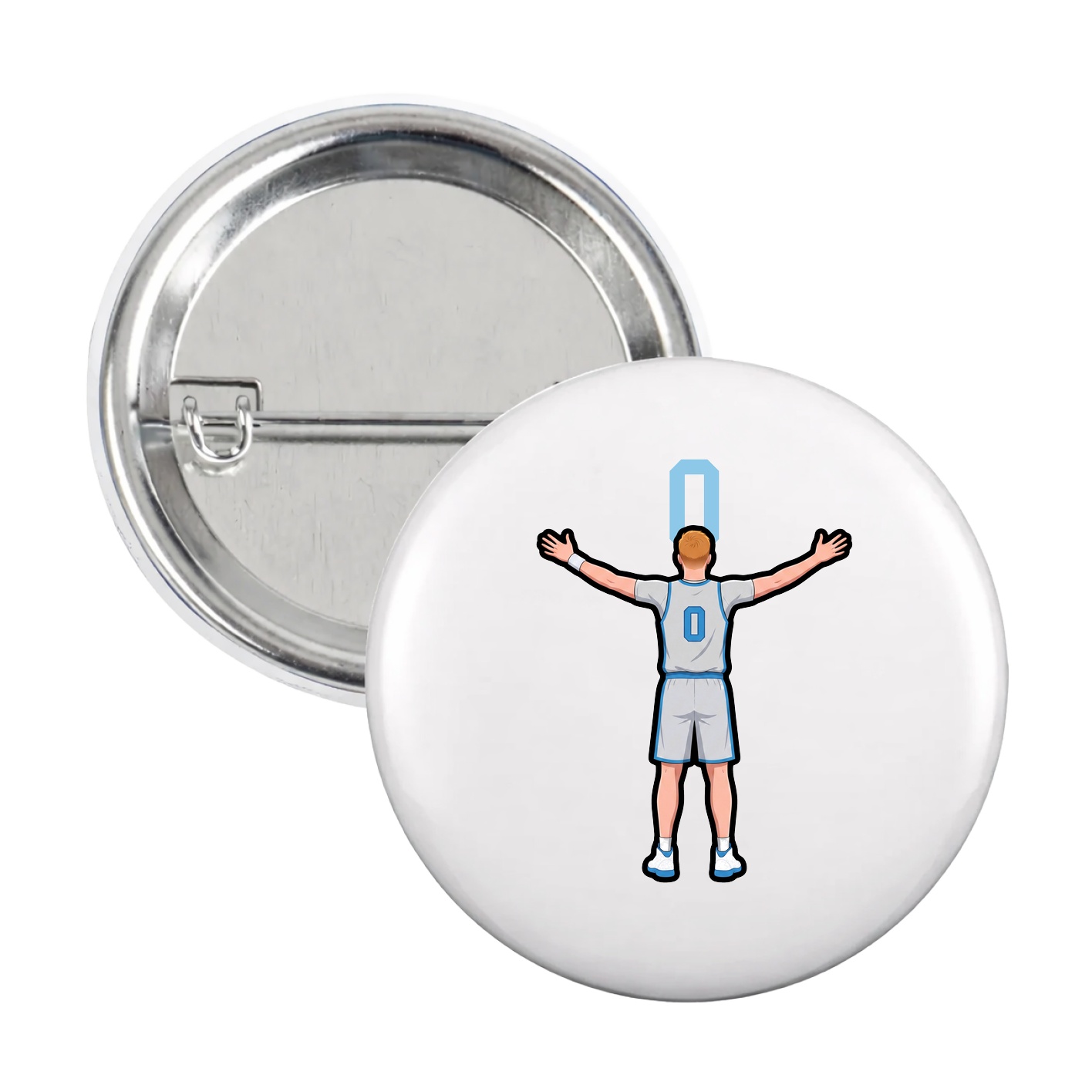 Game Day Button — Number Top in White