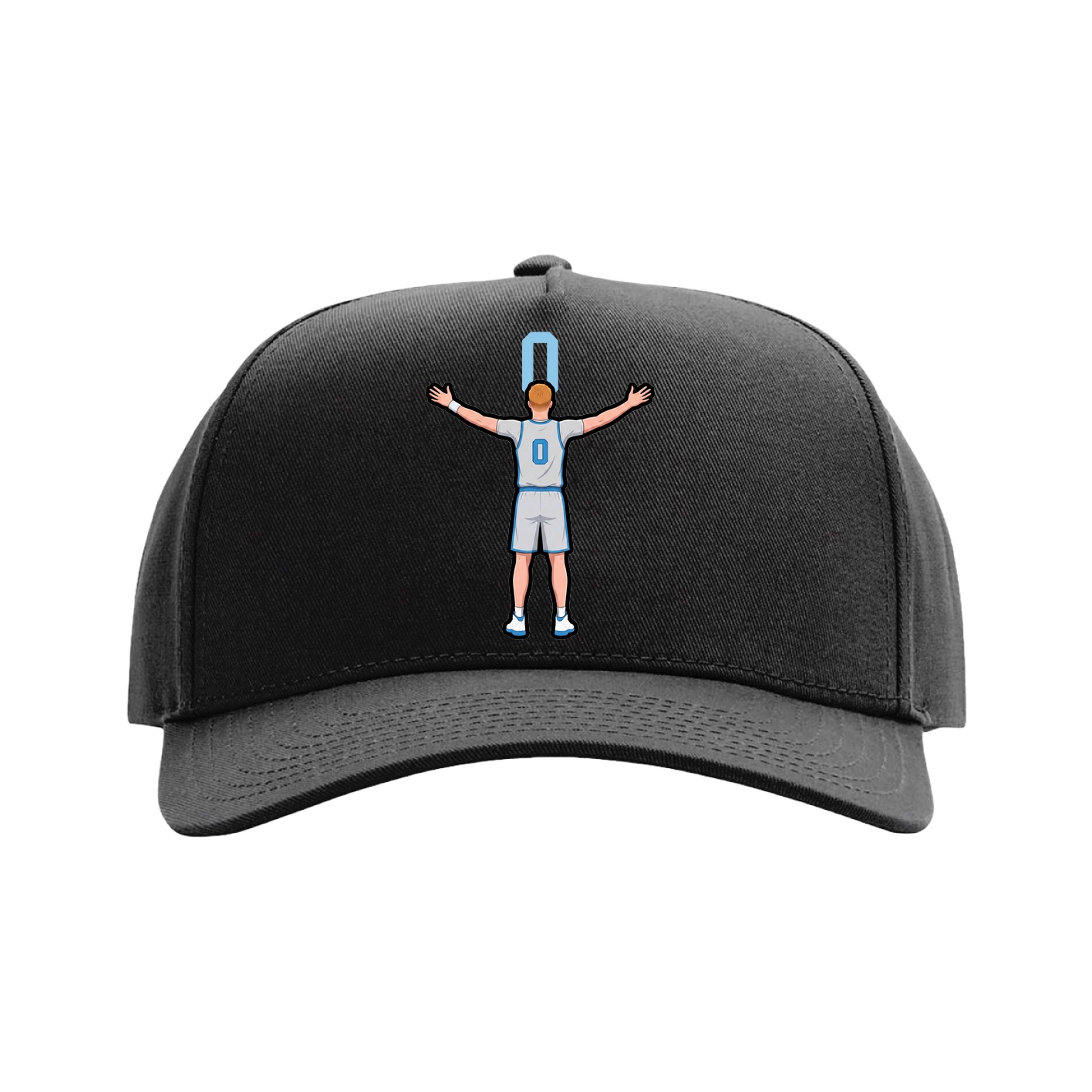 Full Fabric Five-Panel Champ Cap — Number Top in Black