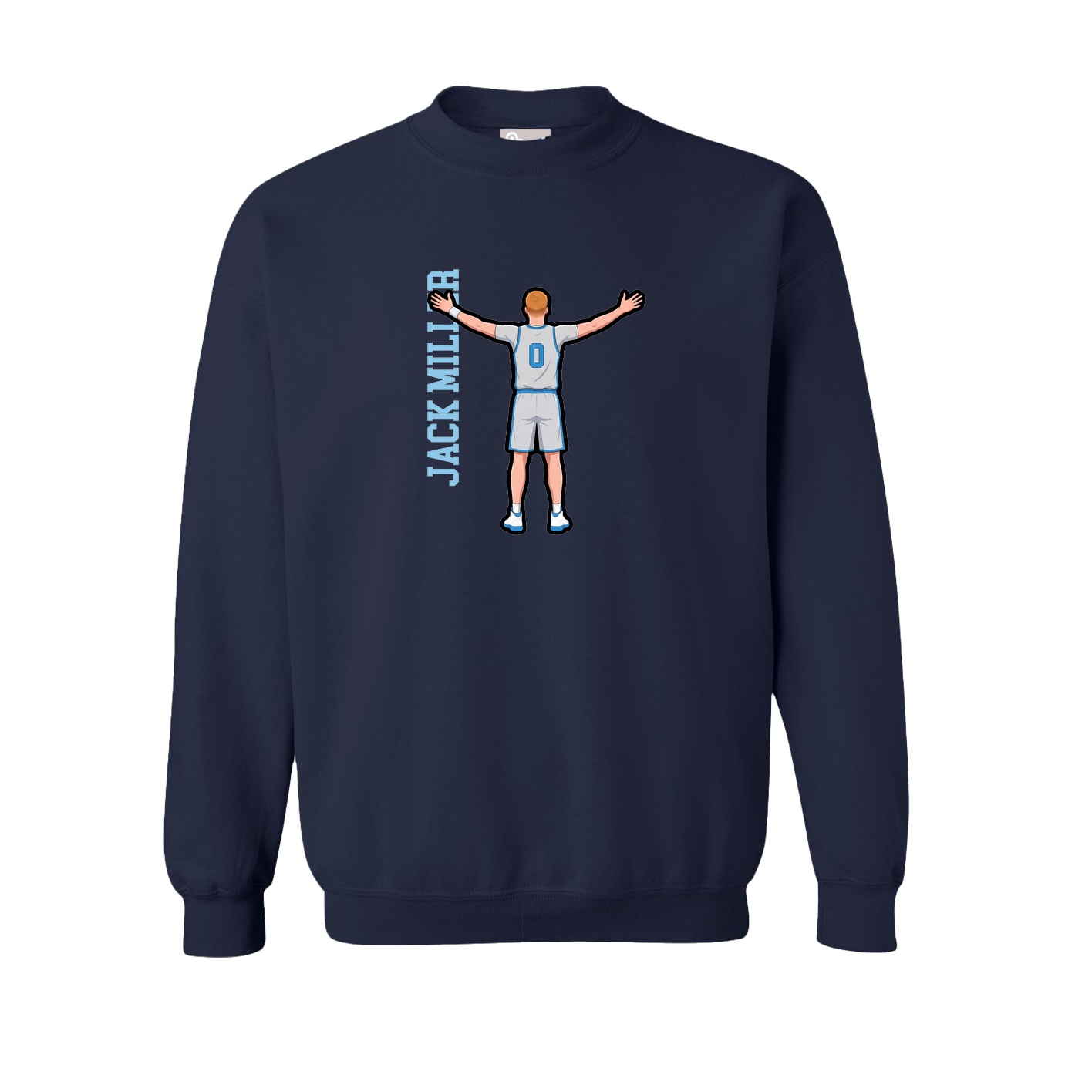 Fleece Crew — Name Vertical in Navy