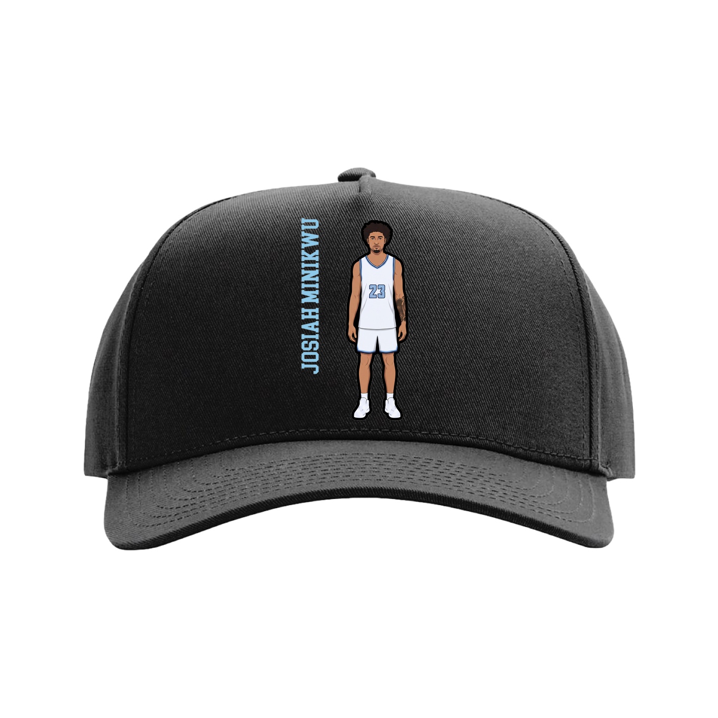 Full Fabric Five-Panel Champ Cap — Name Vertical in Black