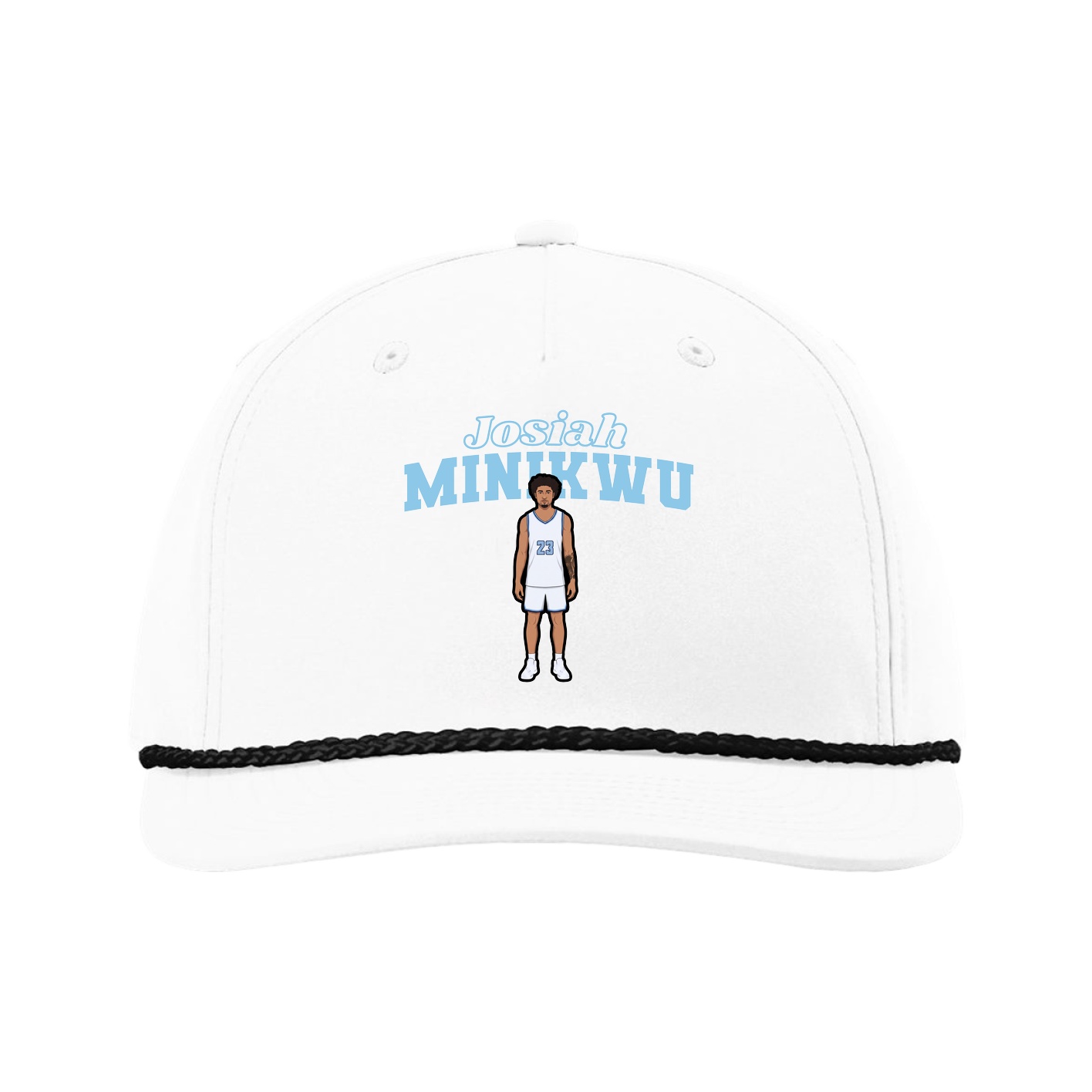 Five-Panel Classic Rope Cap — Name Arch in White