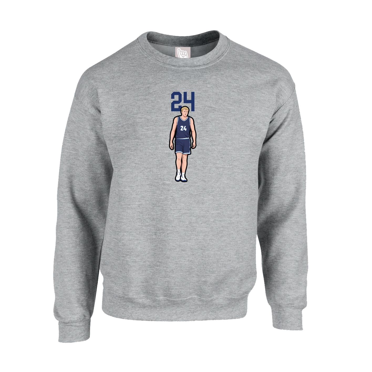 Fleece Crew — Number Top in Grey