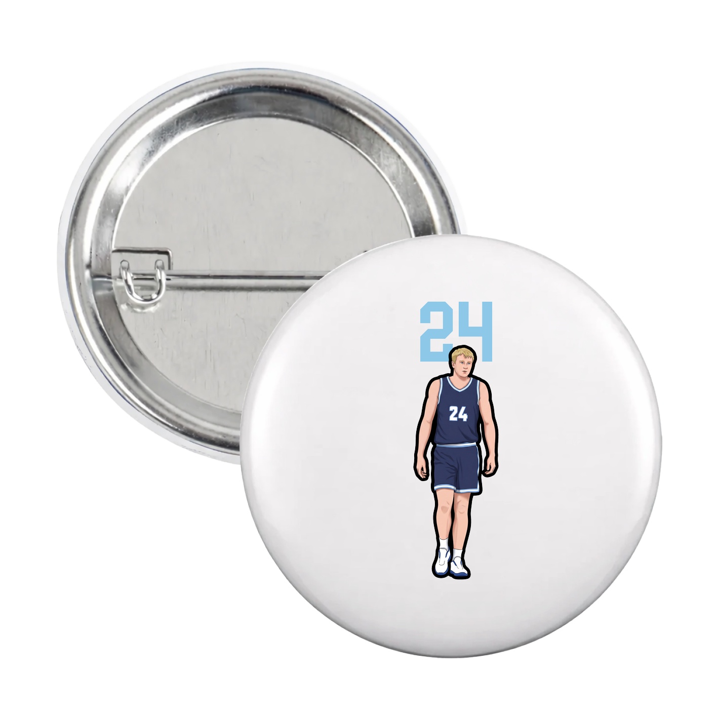 Game Day Button — Number Top in White