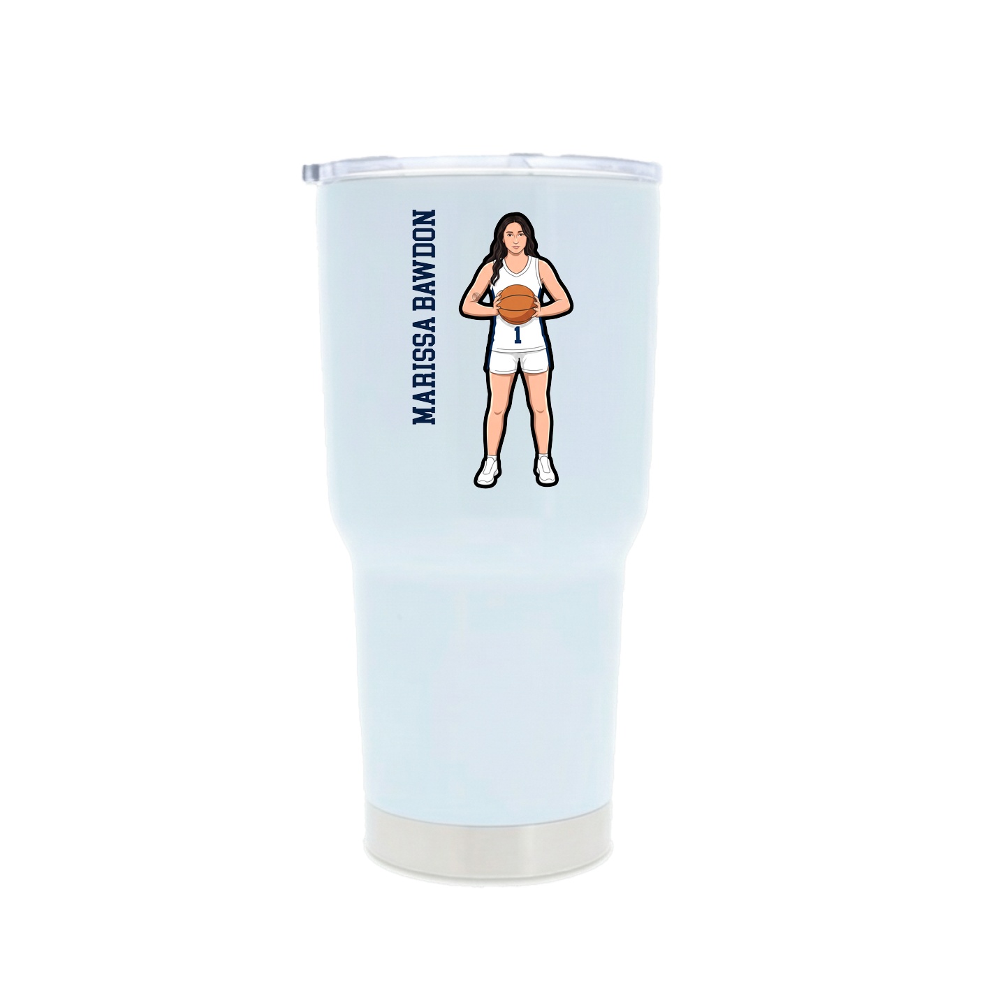 30oz Stainless Steel Tumbler — Name Vertical in White