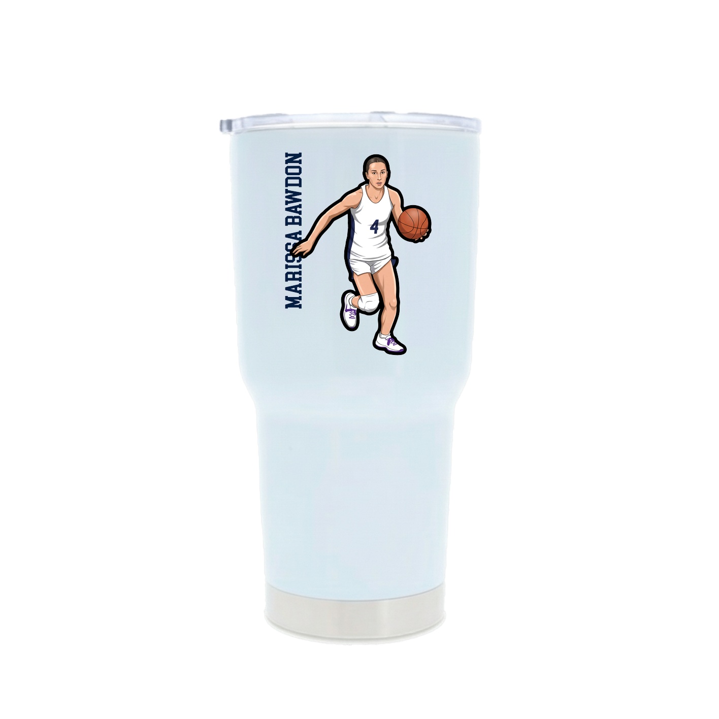 30oz Stainless Steel Tumbler — Name Vertical in White