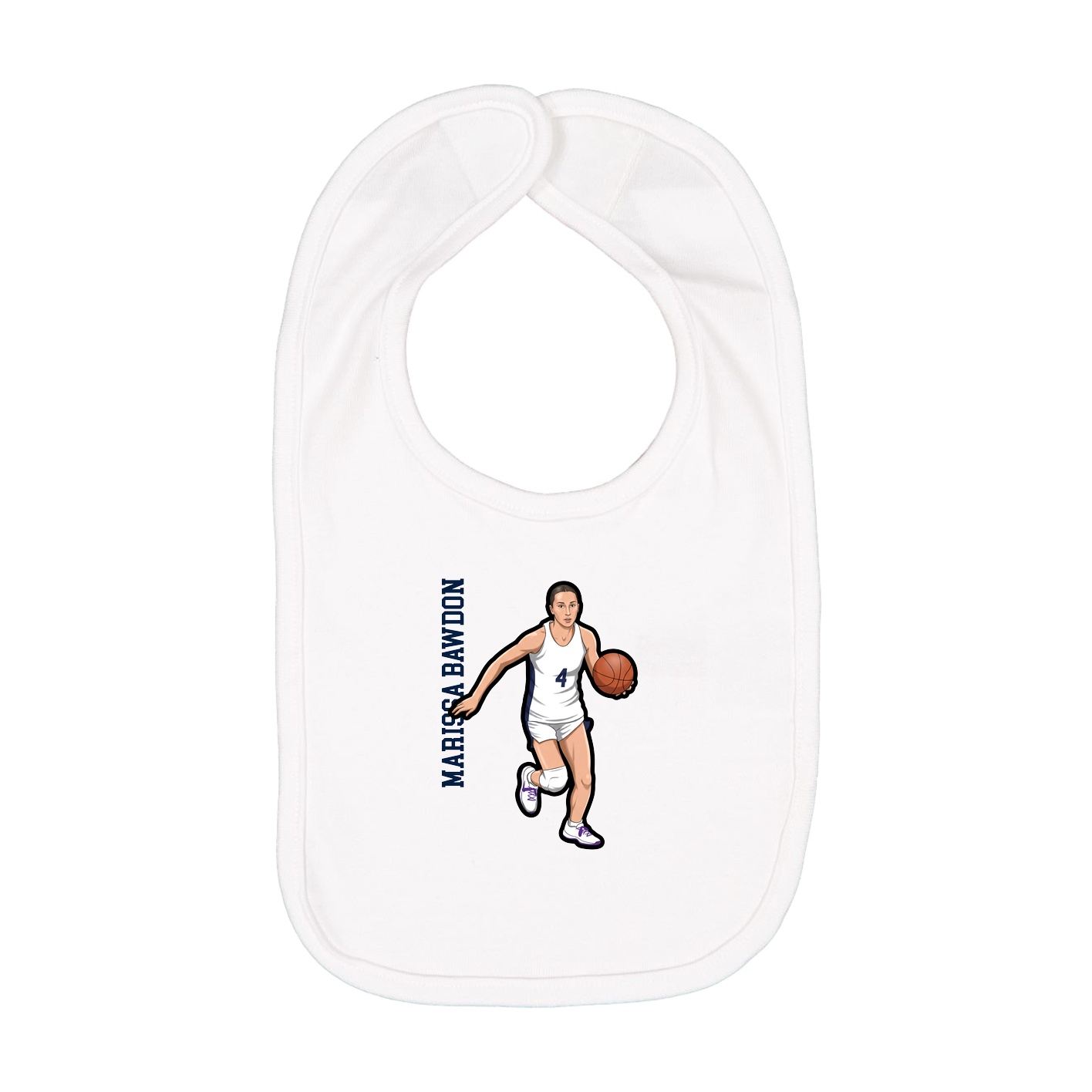 Infant Bib — Name Vertical in White