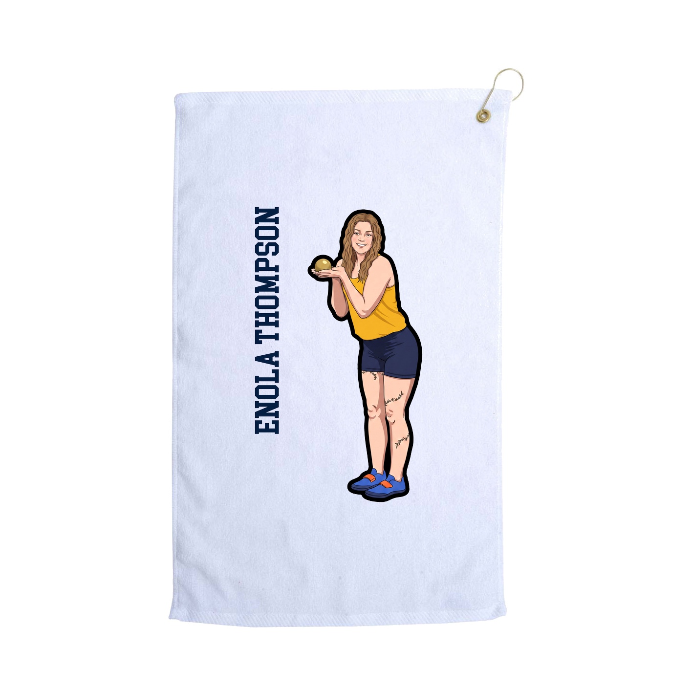 Golf Towel — Name Vertical in White
