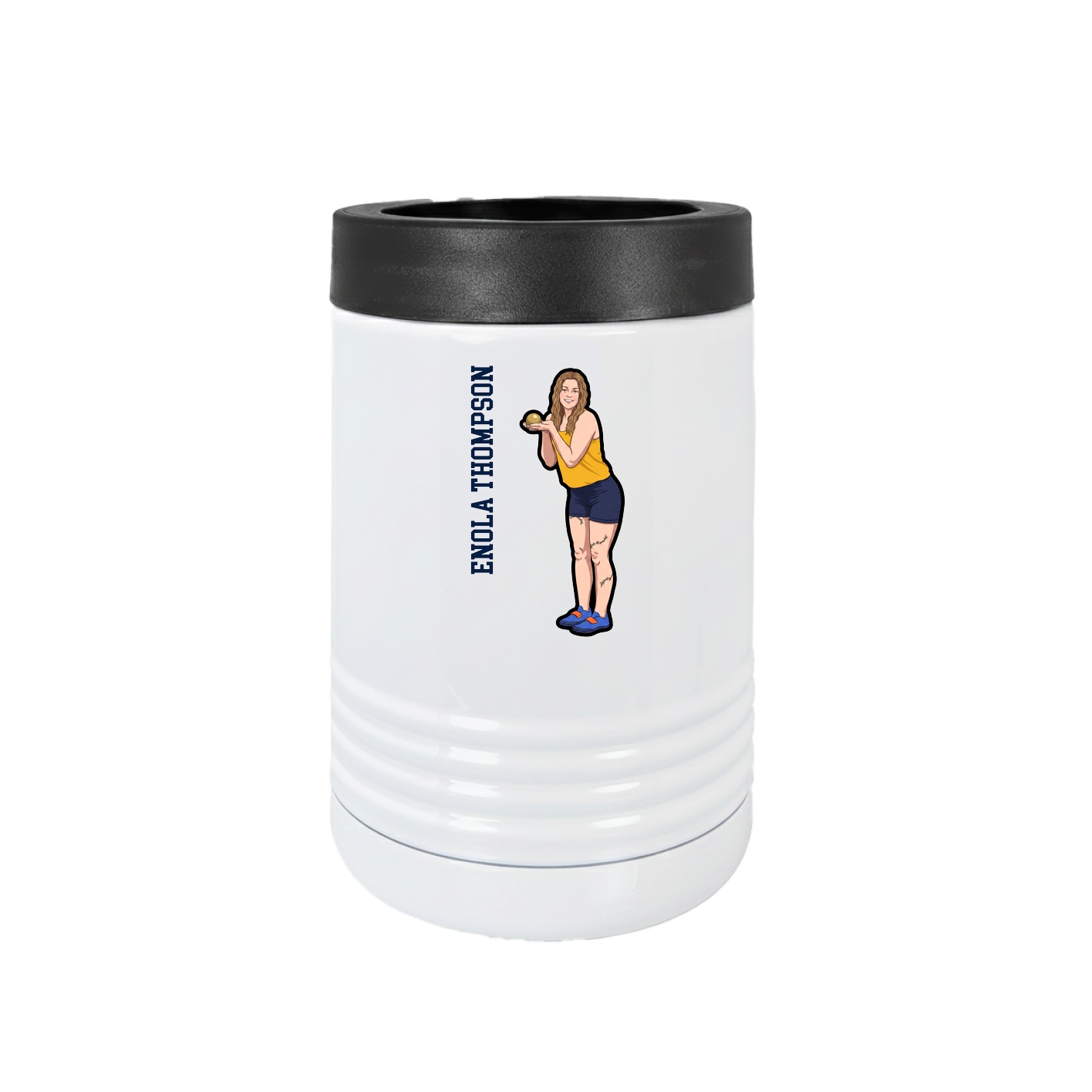 Beverage Holder — Name Vertical in White