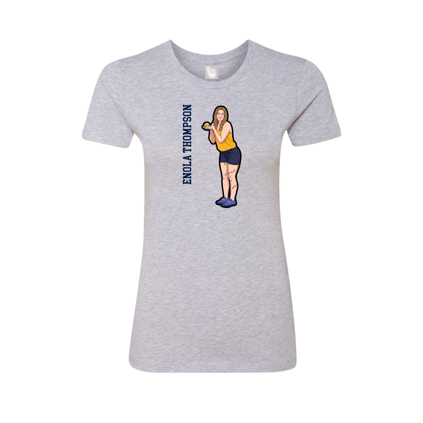 Womens Tee — Name Vertical in Grey