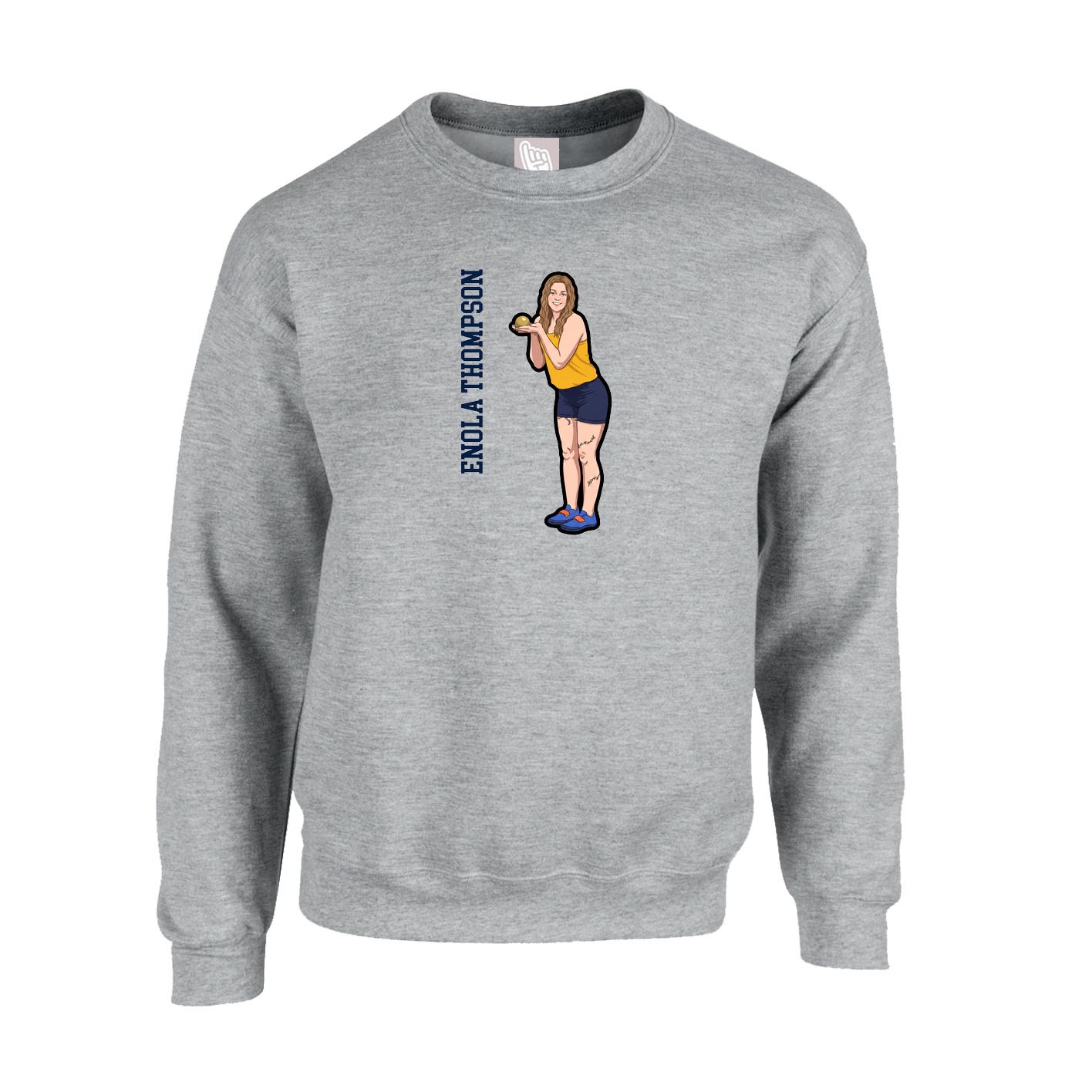 Fleece Crew — Name Vertical in Grey