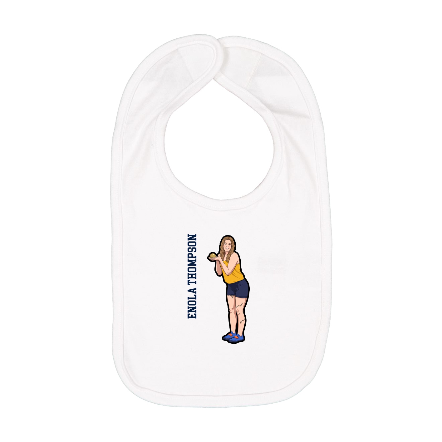 Infant Bib — Name Vertical in White