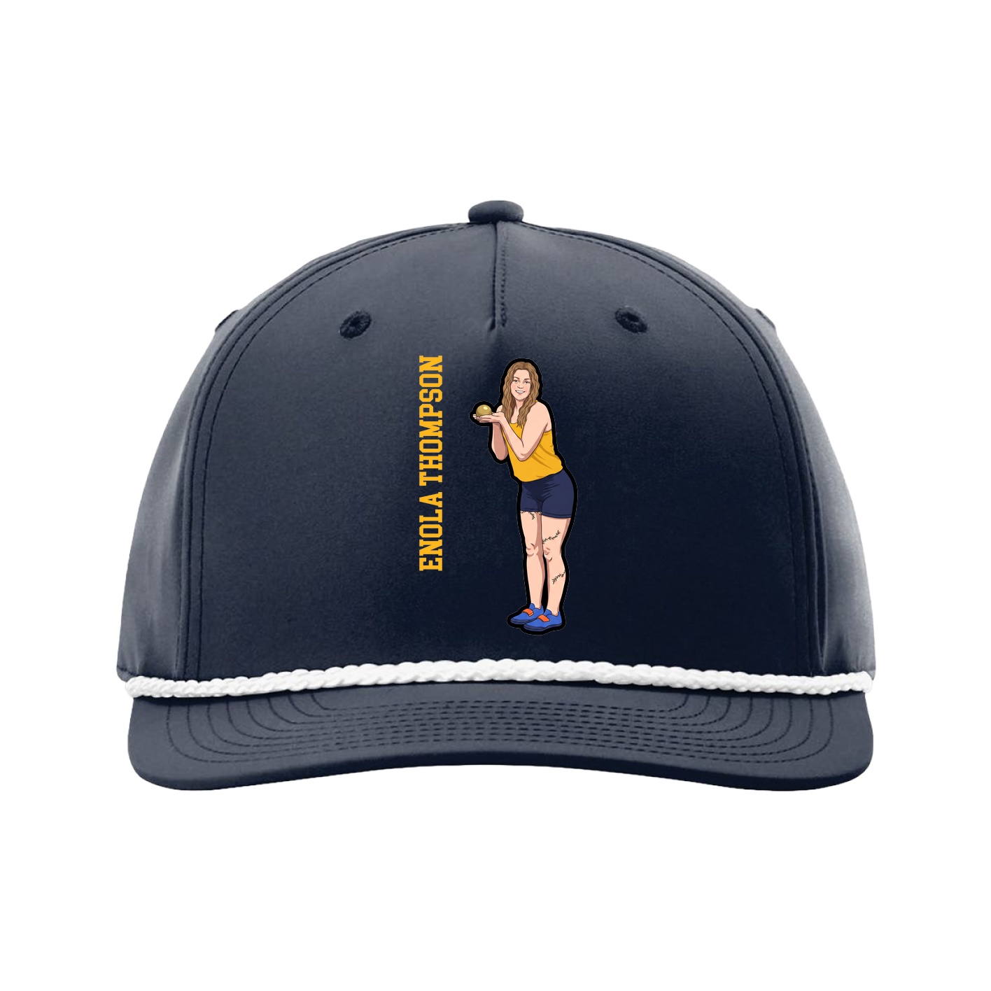 Five-Panel Classic Rope Cap — Name Vertical in Navy