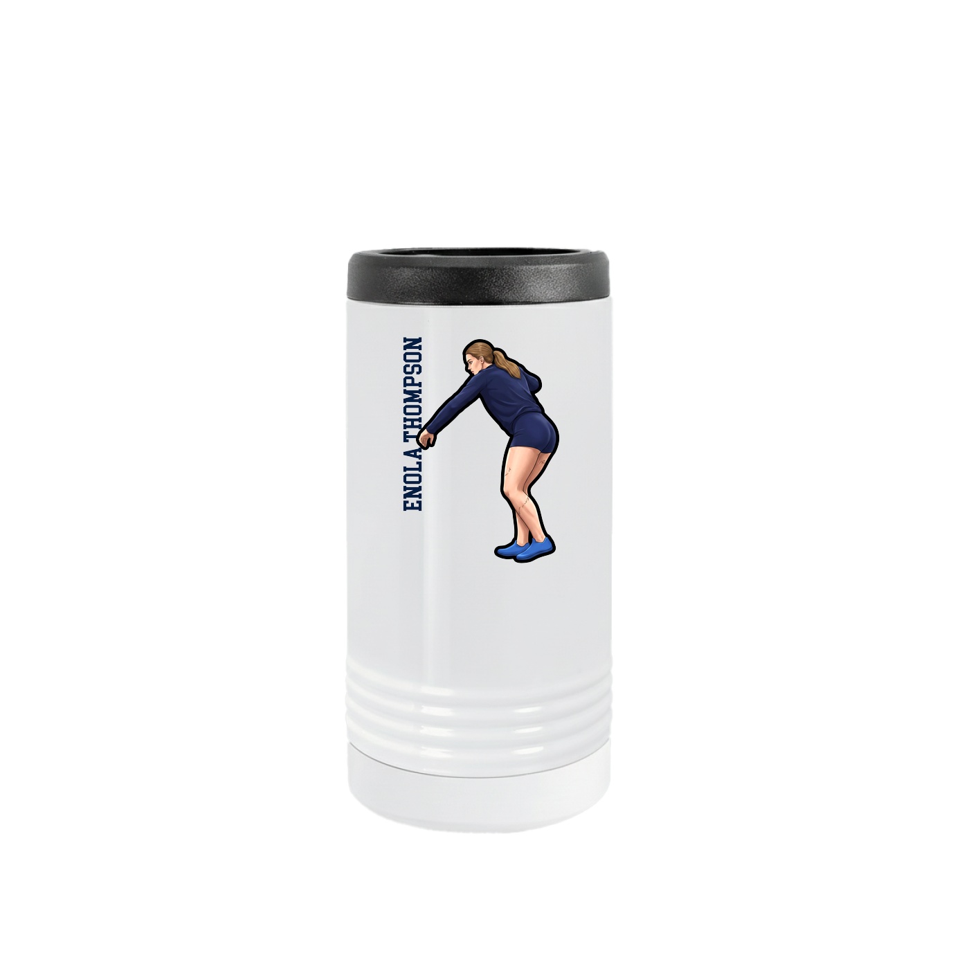 Slim Beverage Holder — Name Vertical in White