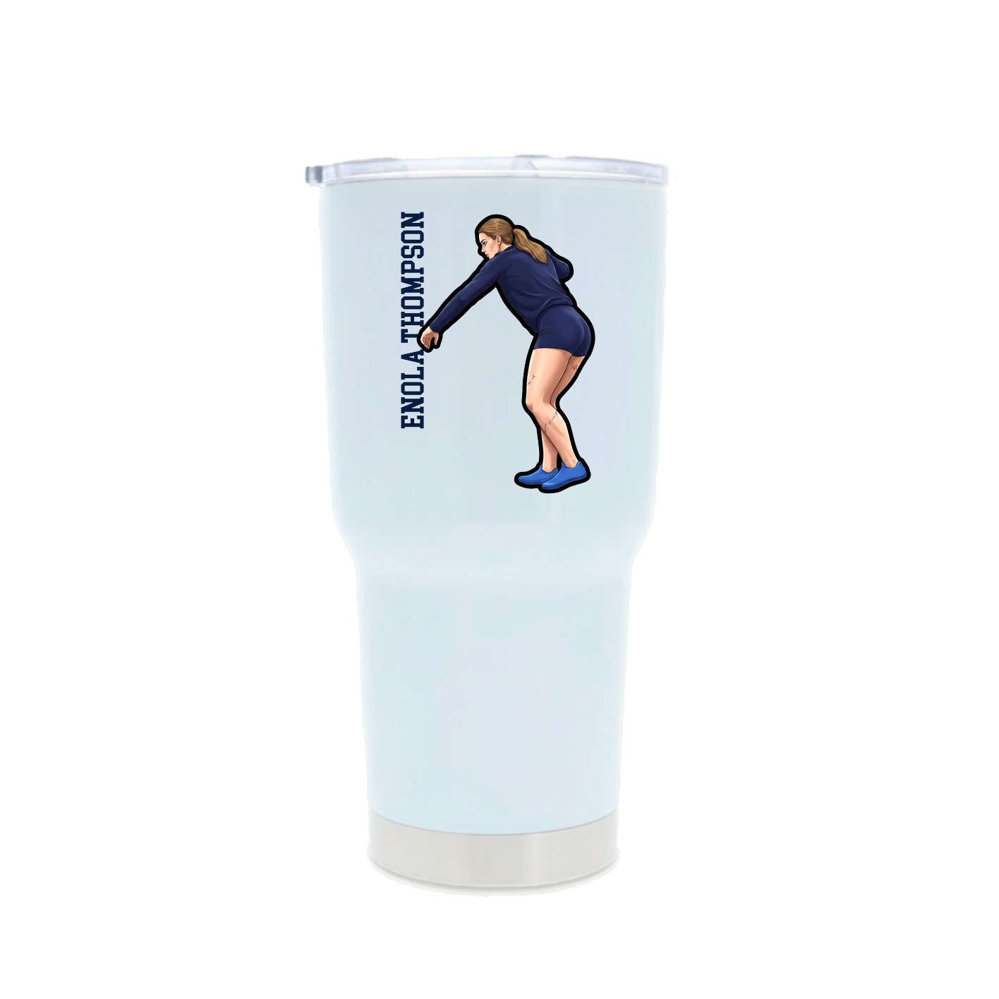 30oz Stainless Steel Tumbler — Name Vertical in White