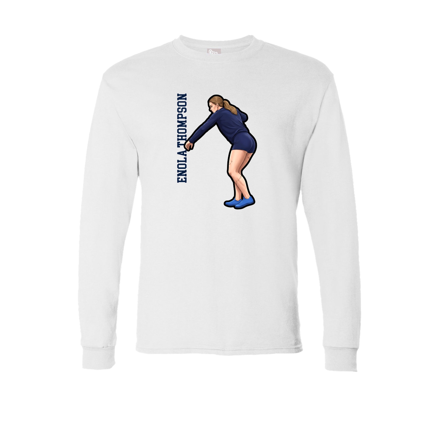 Long Sleeve Tee — Name Vertical in White