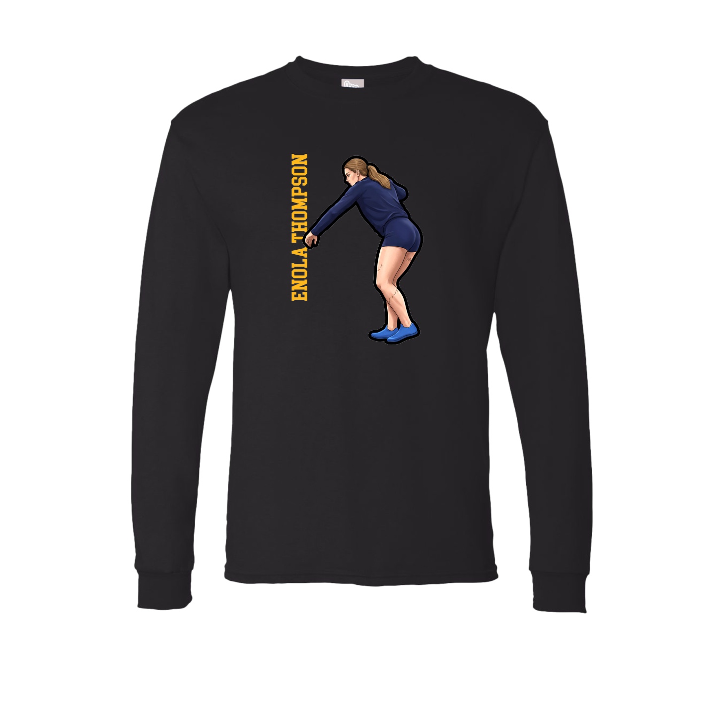 Long Sleeve Tee — Name Vertical in Black