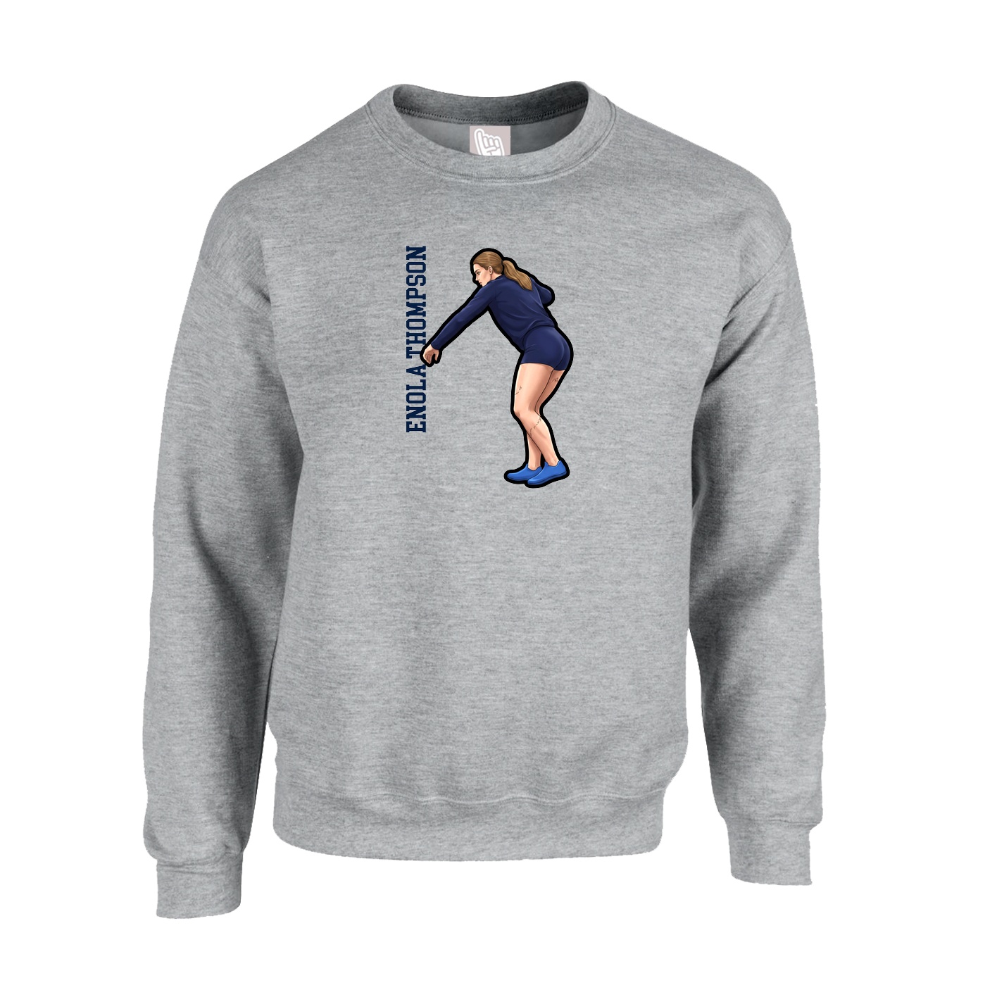 Fleece Crew — Name Vertical in Grey