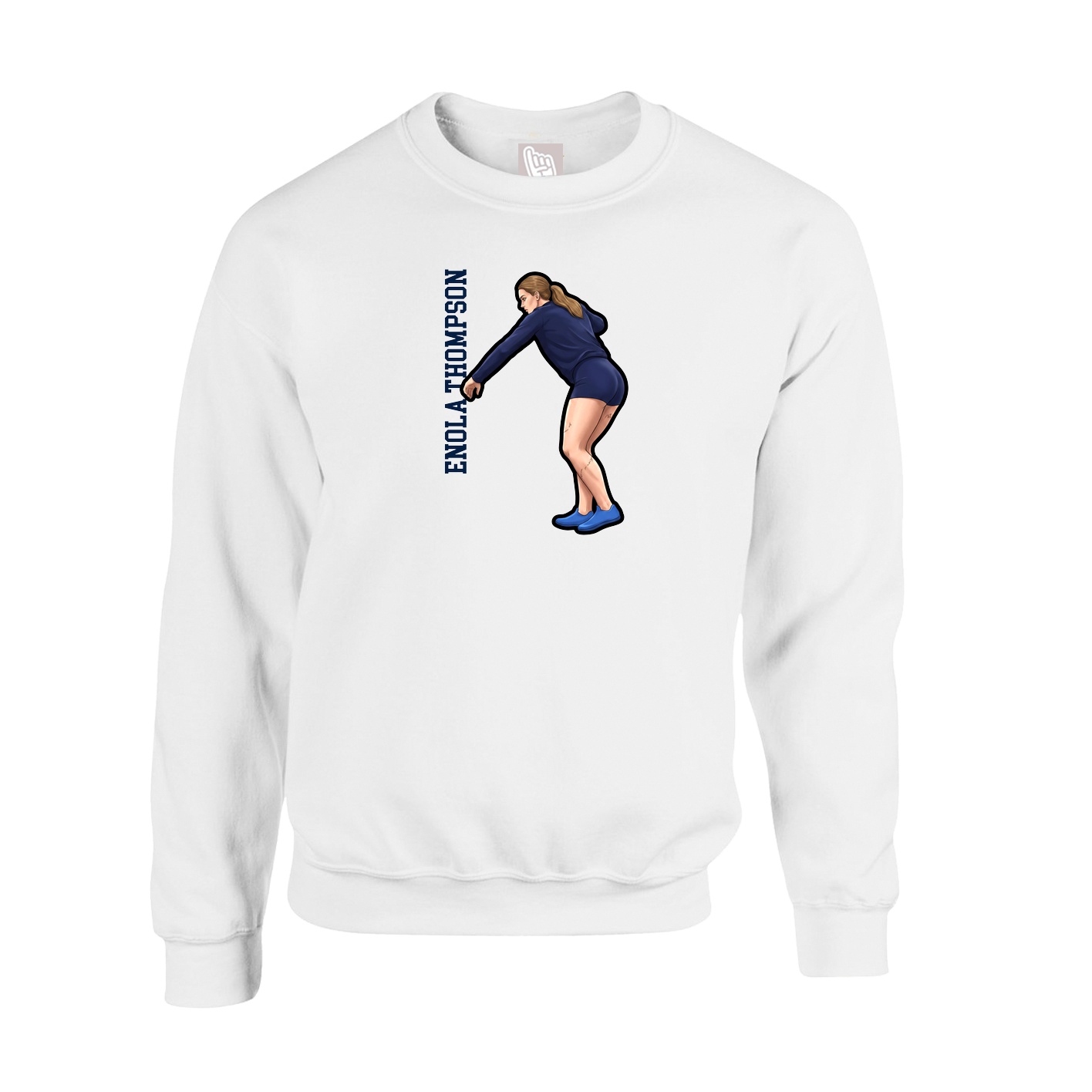 Fleece Crew — Name Vertical in White