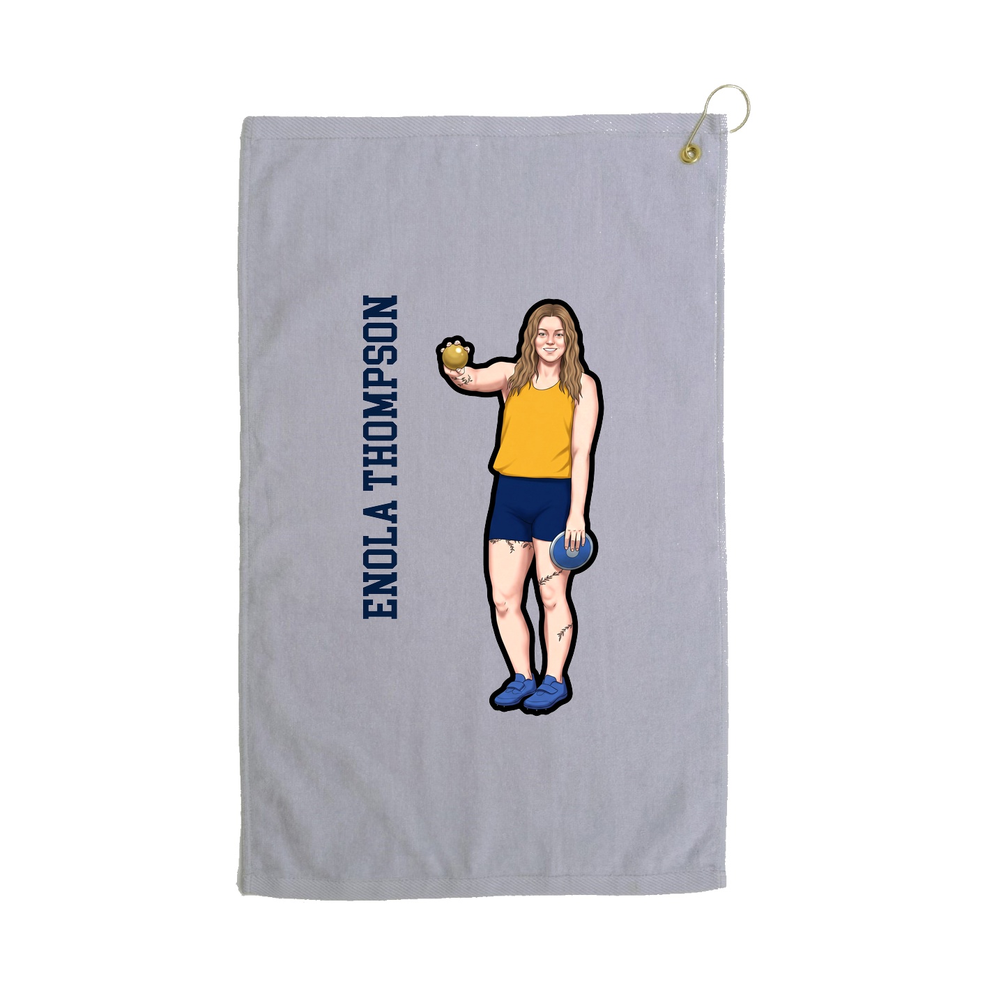 Golf Towel — Name Vertical in Grey