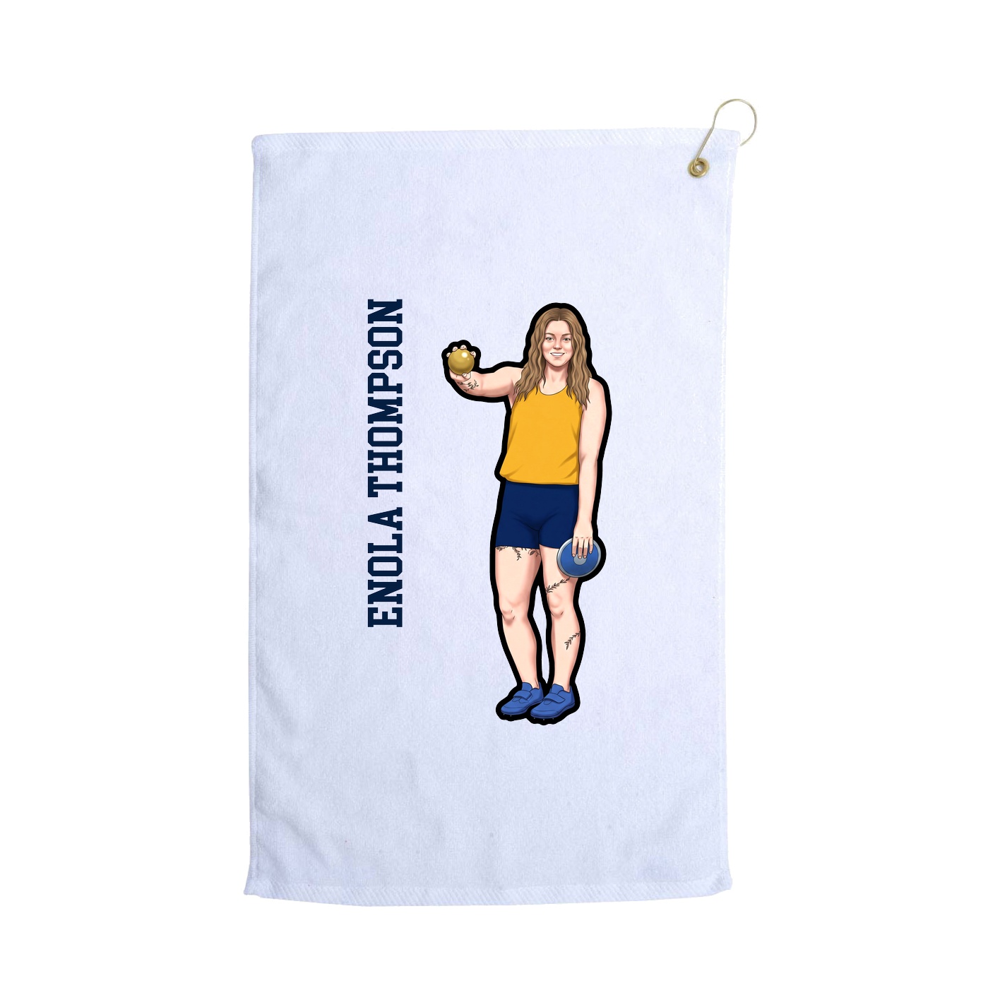 Golf Towel — Name Vertical in White
