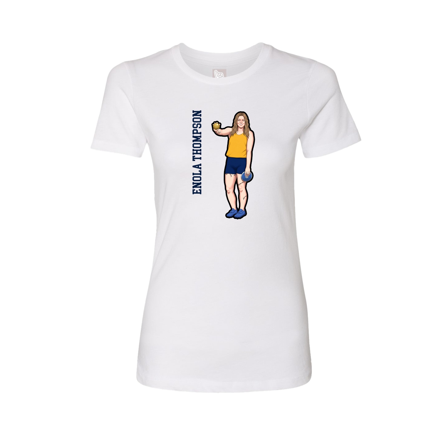 Fitted Women's Tee — Name Vertical in White