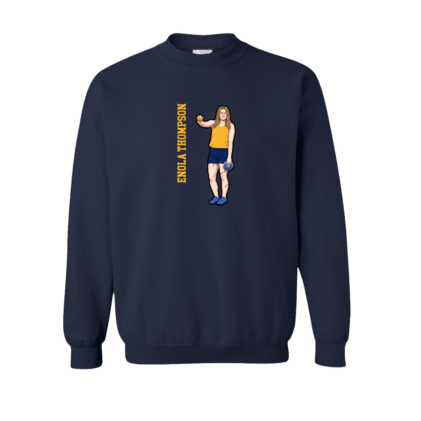 Fleece Crew — Name Vertical in Navy