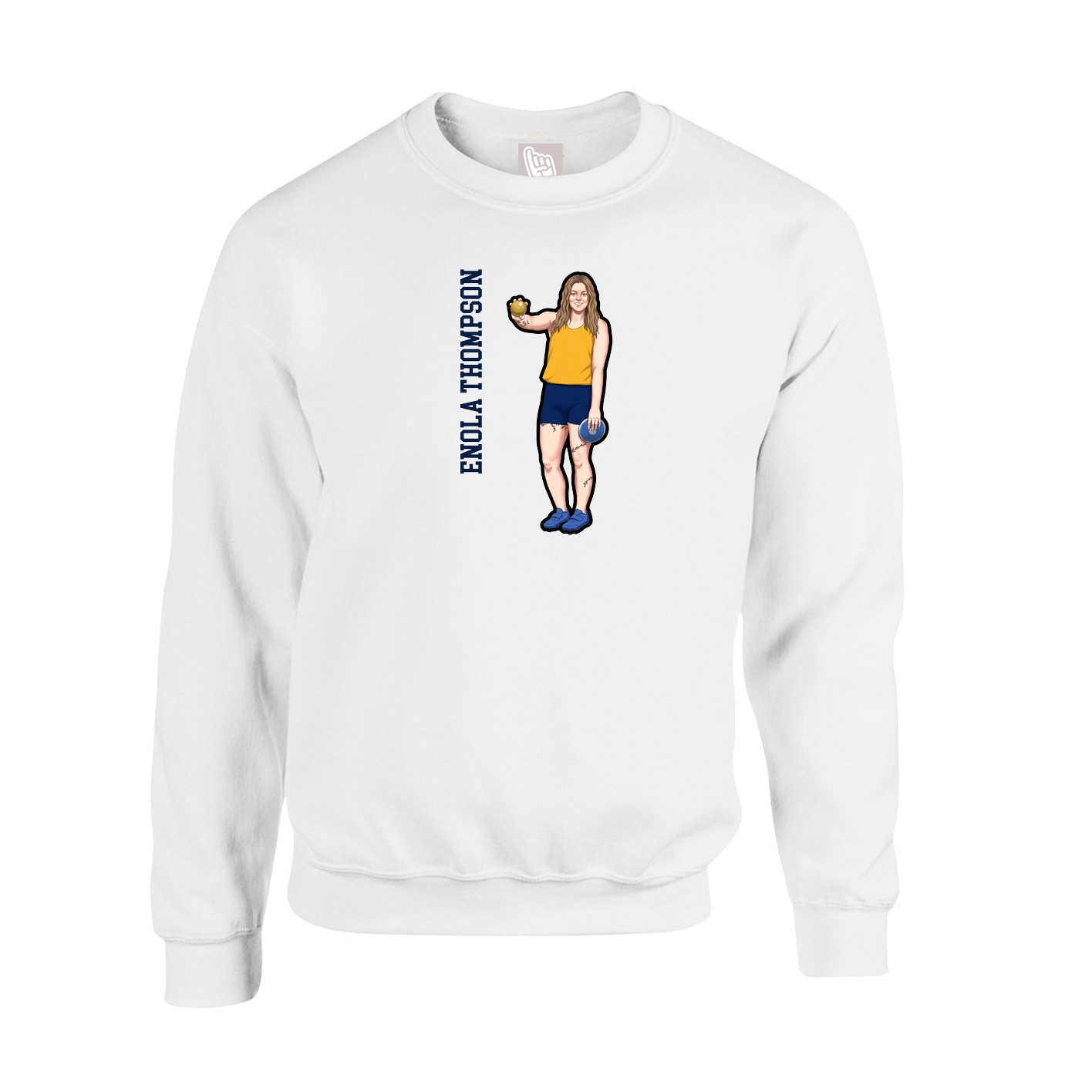 Fleece Crew — Name Vertical in White
