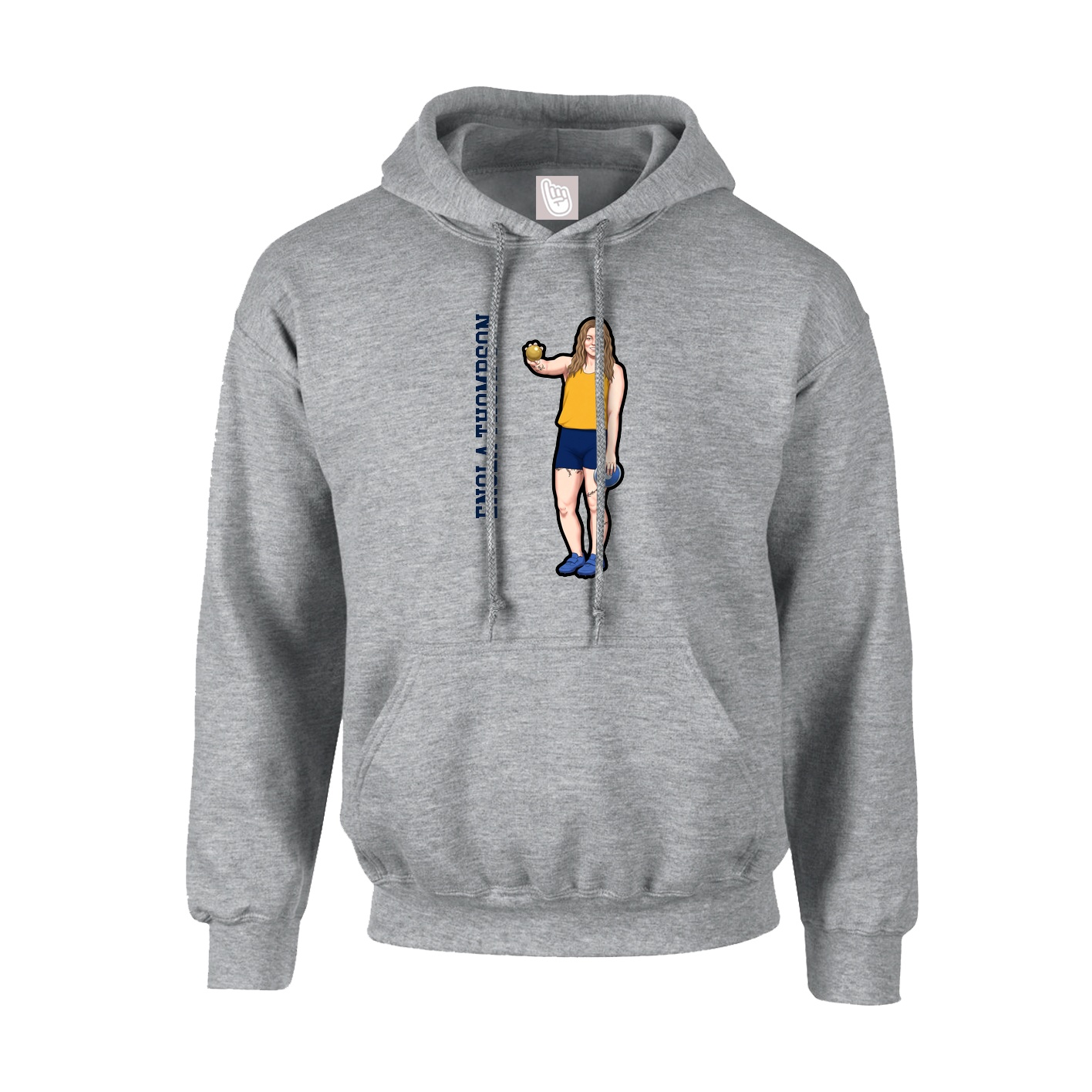 Youth Hoodie — Name Vertical in Grey