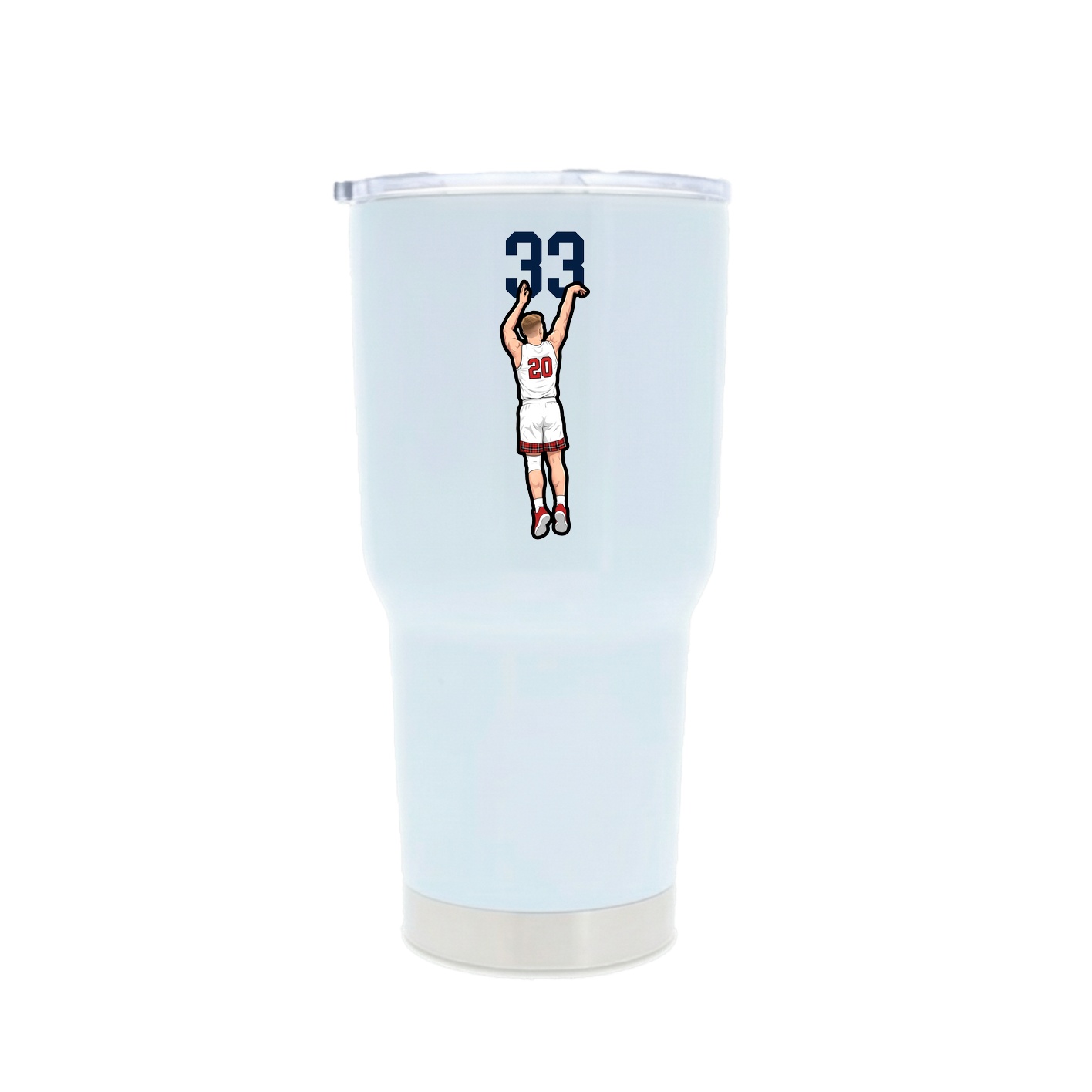 30oz Stainless Steel Tumbler — Number Top in White