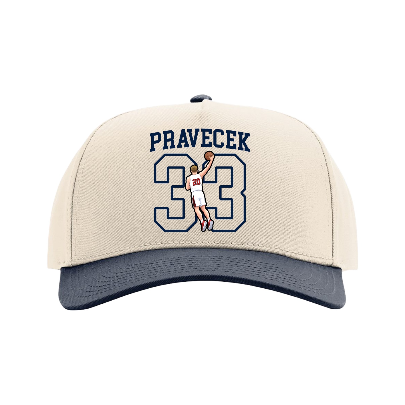 Full Fabric Five-Panel Champ Cap — Shirsey in Cream/Navy