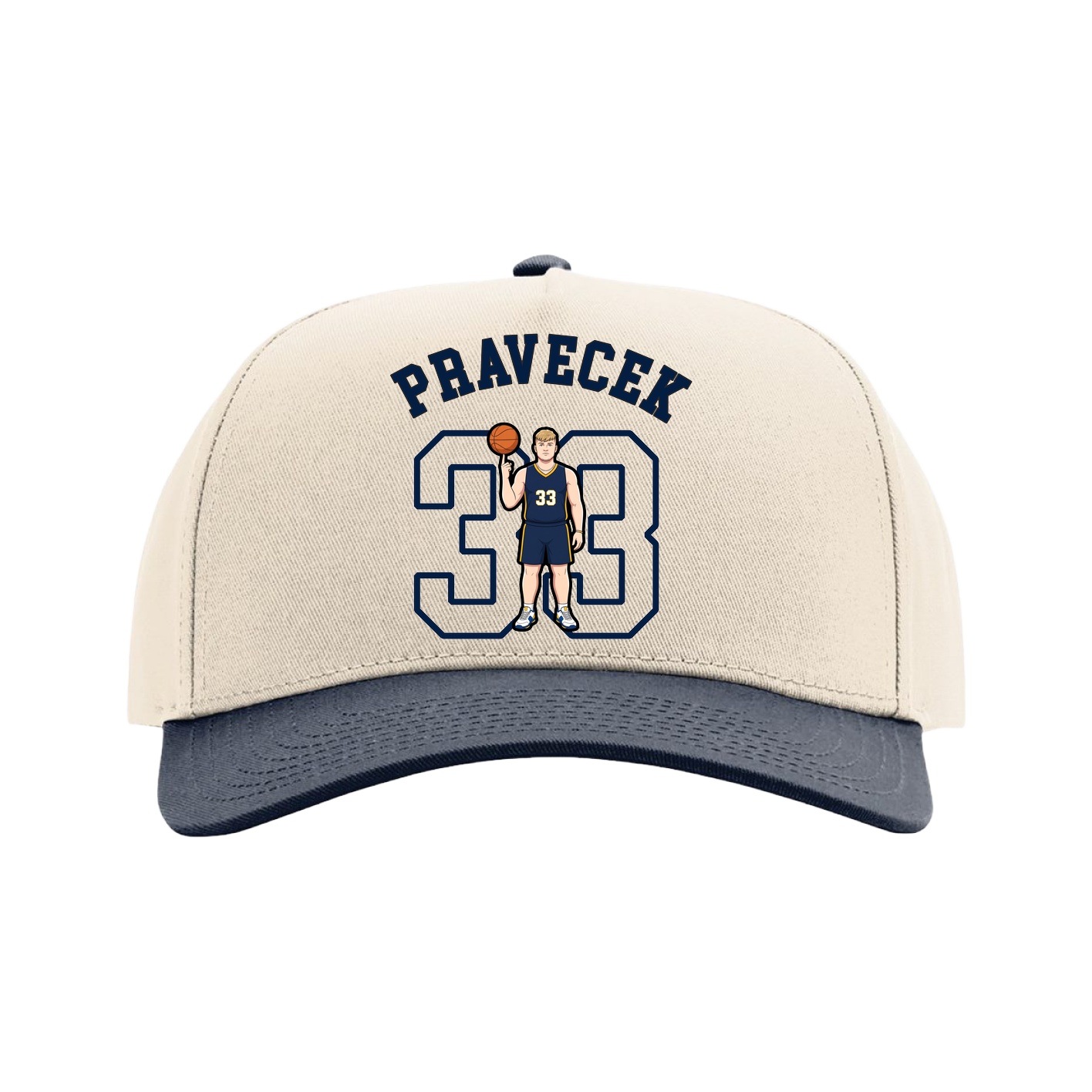 Full Fabric Five-Panel Champ Cap — Shirsey Arch in Cream/Navy