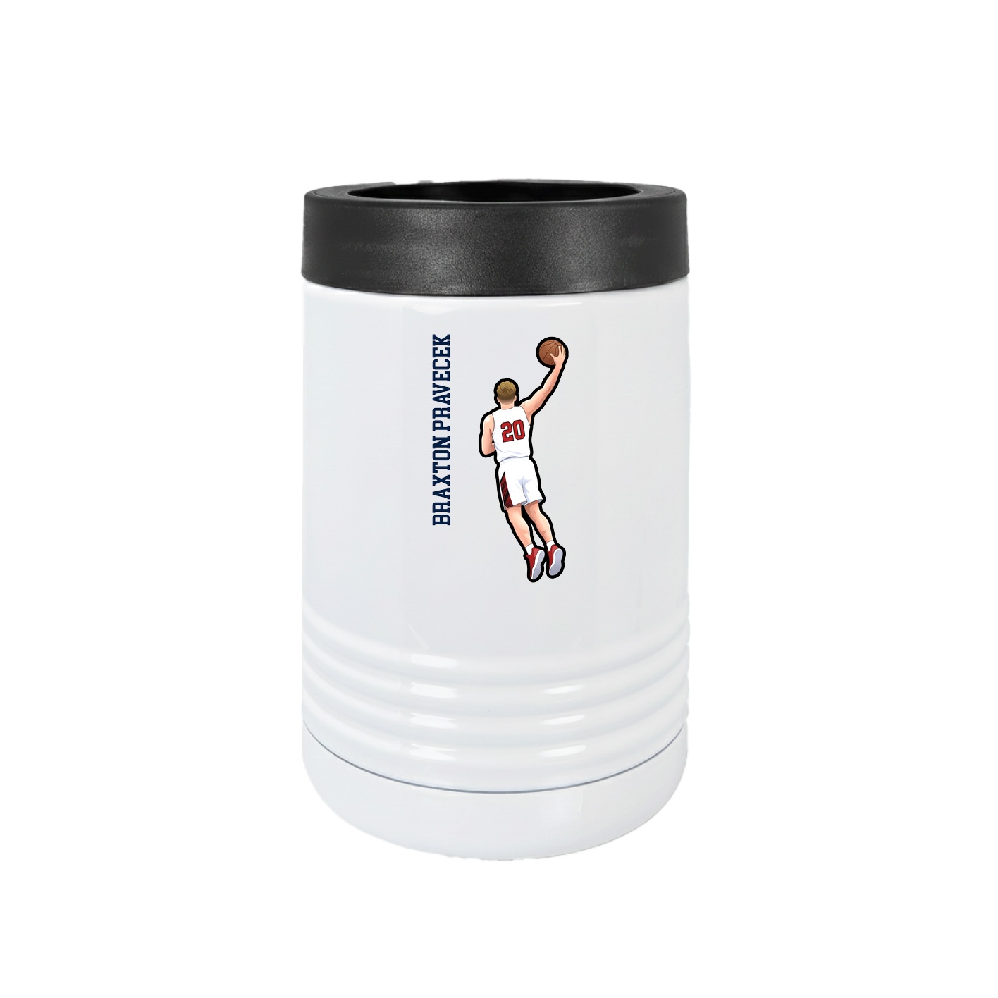 Beverage Holder — Name Vertical in White