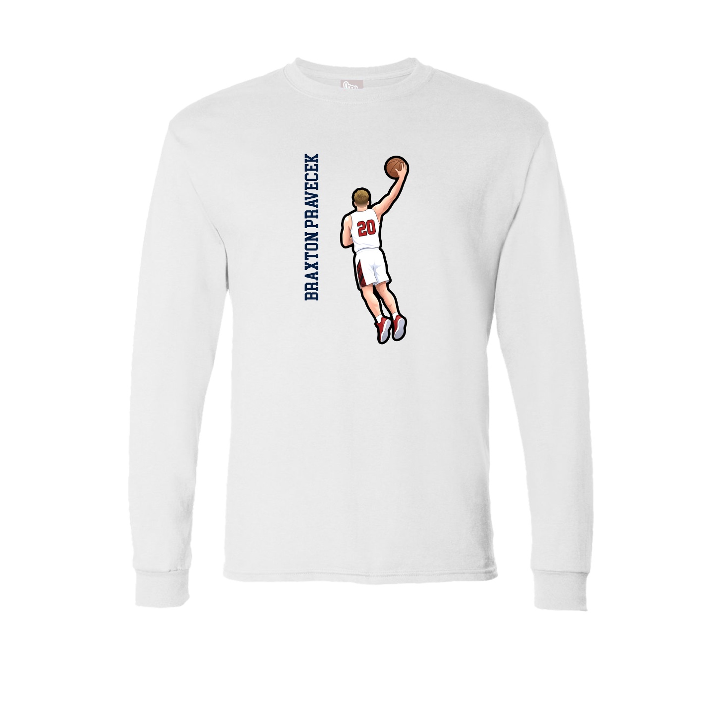 Long Sleeve Tee — Name Vertical in White