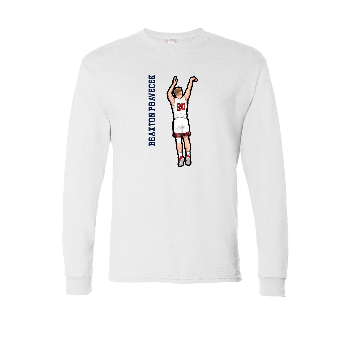 Long Sleeve Tee — Name Vertical in White