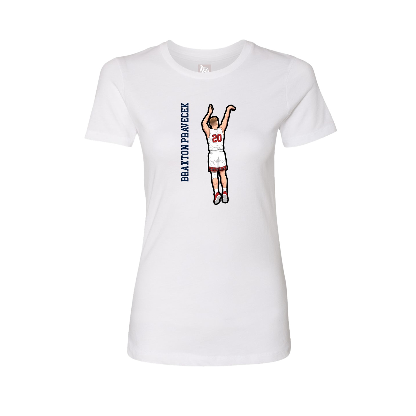 Fitted Women's Tee — Name Vertical in White