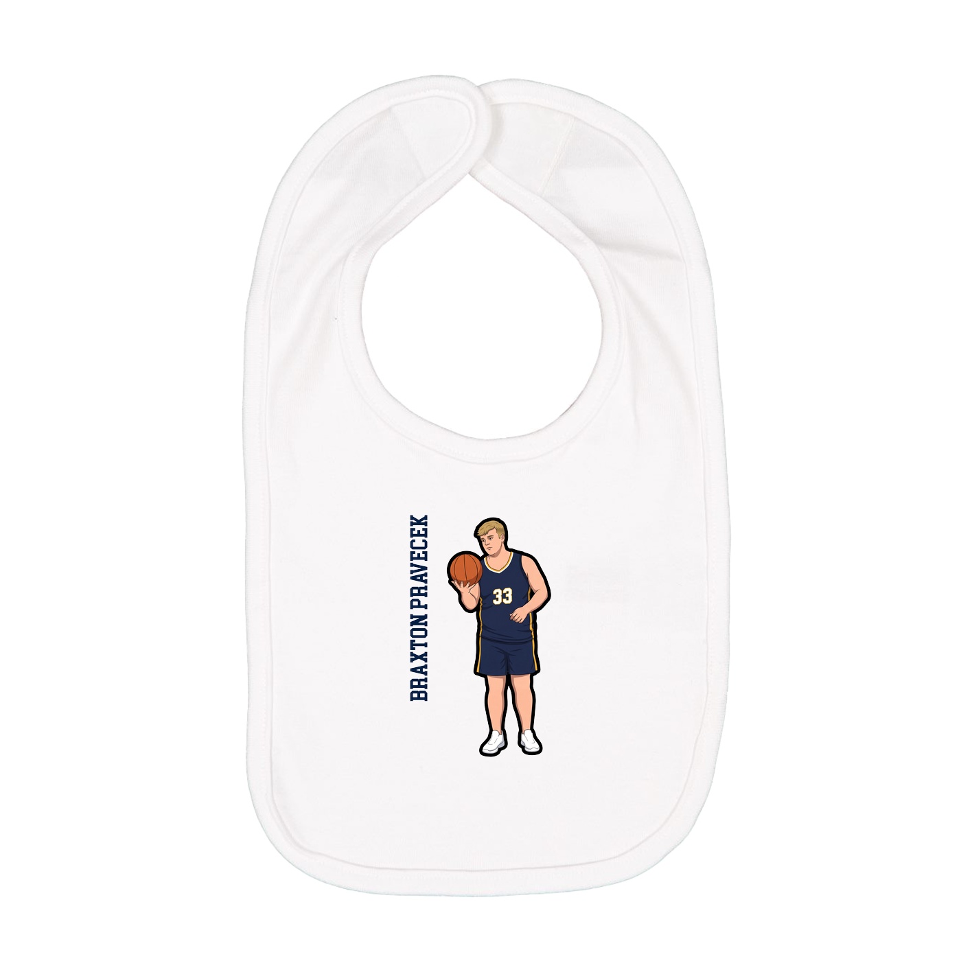 Infant Bib — Name Vertical in White