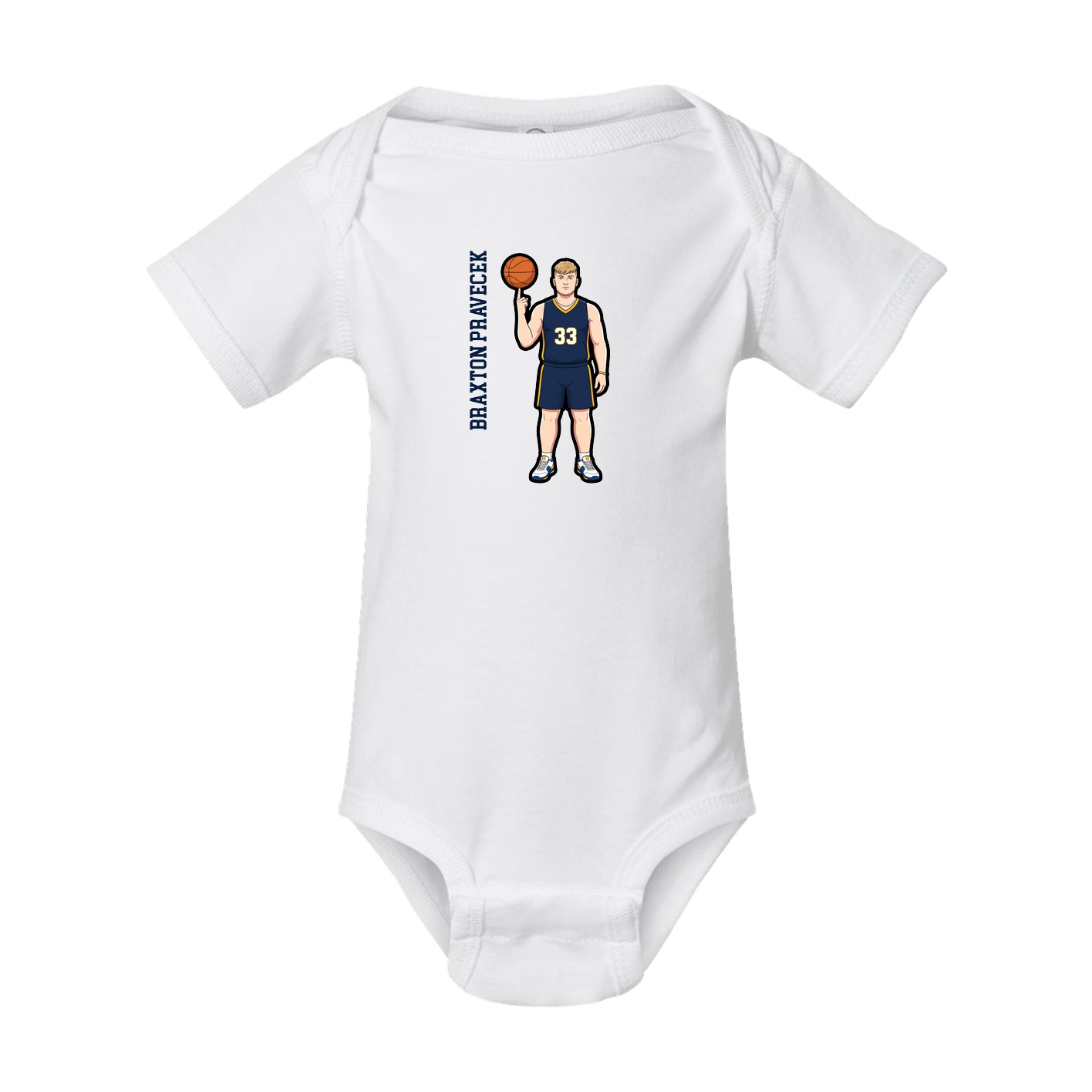Baby Onesie — Name Vertical in White