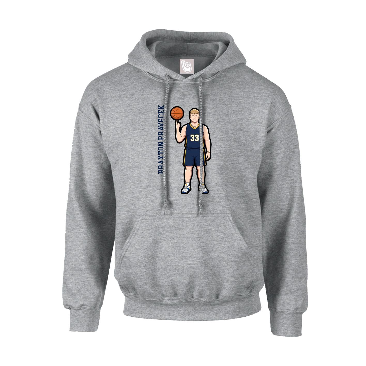 Hoodie — Name Vertical in Grey