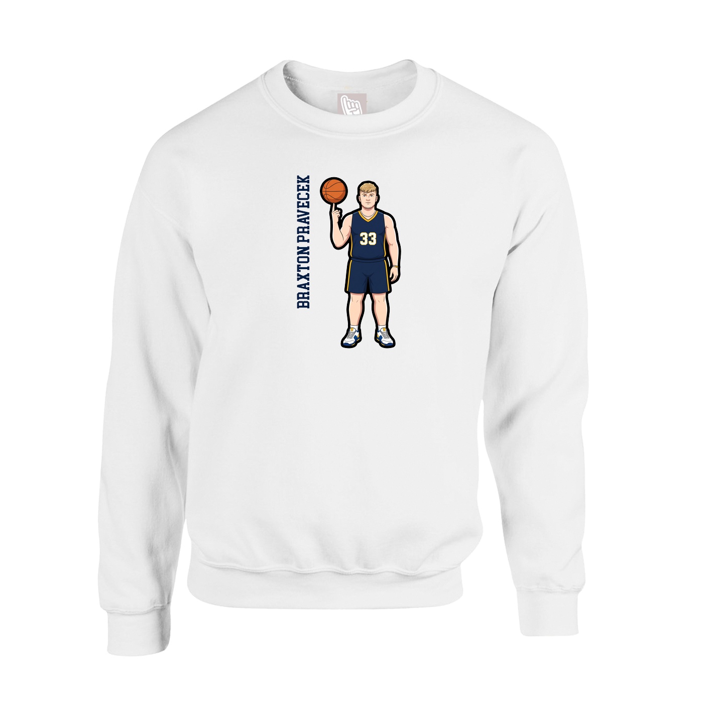 Fleece Crew — Name Vertical in White
